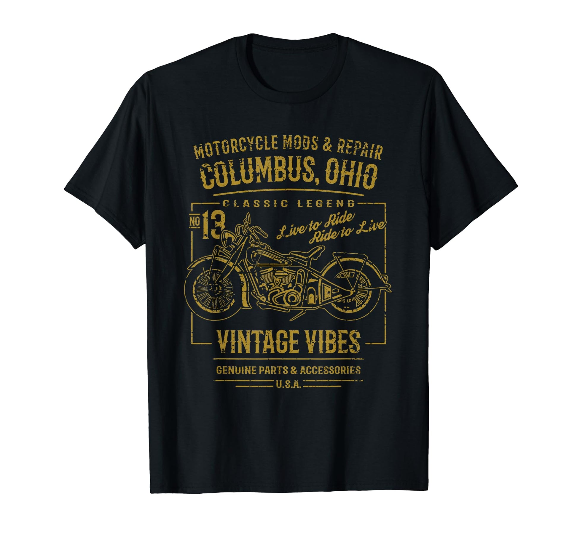 Columbus Oh Usa Distressed Motorcycle T-Shirt - Aesthetic Graphic Men Women - T-Shirt, Sweatshirt, Hoodie