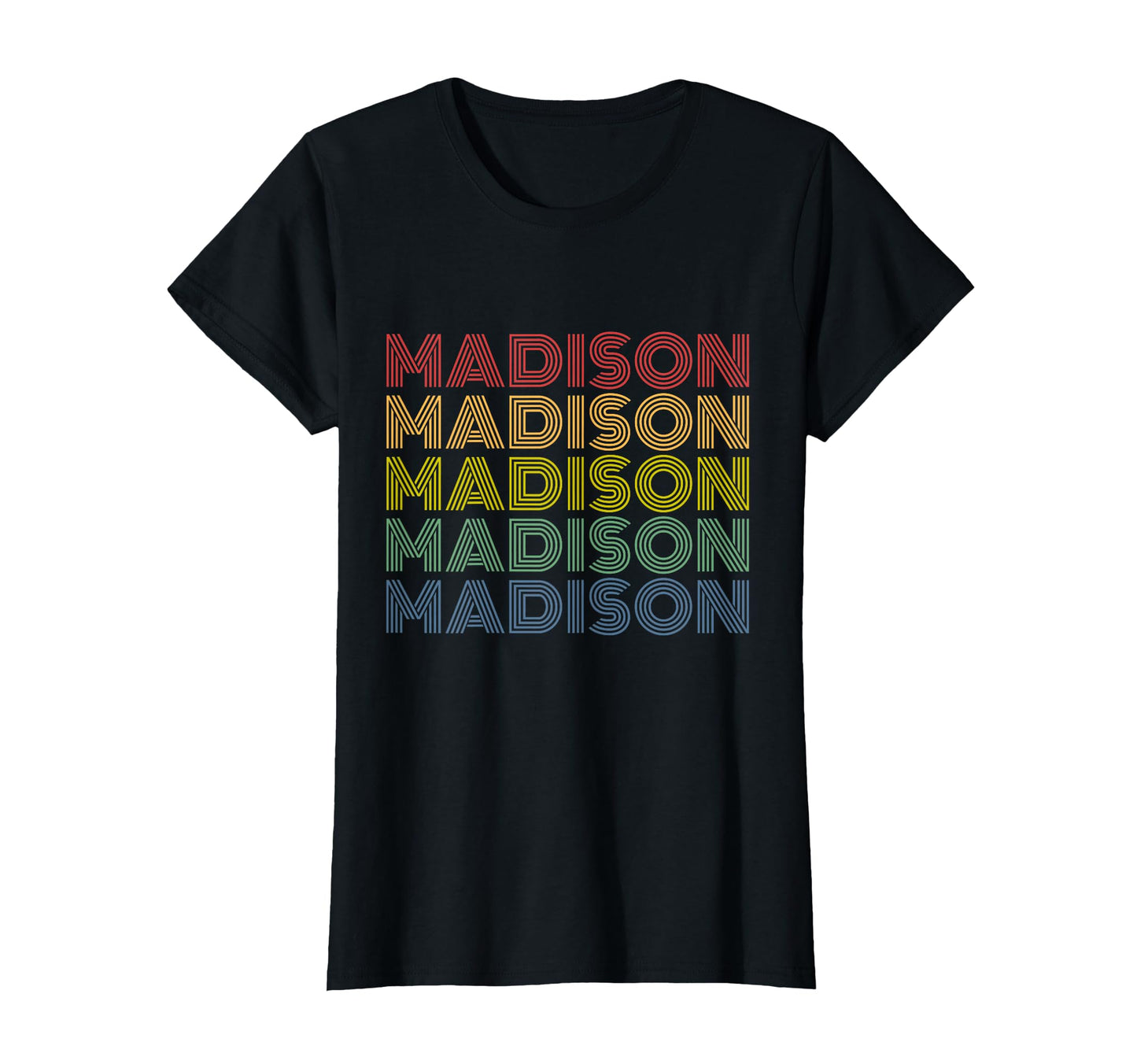 Madison Name Rainbow Lined Lettering T-Shirt - Novelty Apparel for Adults - T-Shirt, Sweatshirt, Hoodie