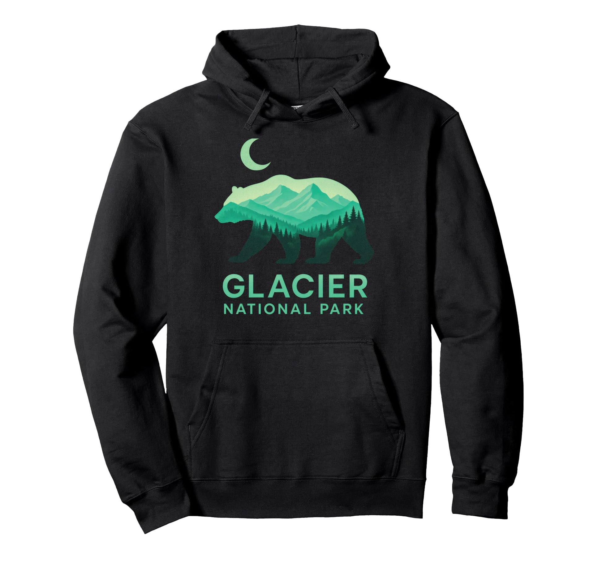 Glacier National Park Grizzly Hiking Hoodie - Custom Art Print Unisex - T-Shirt, Sweatshirt, Hoodie
