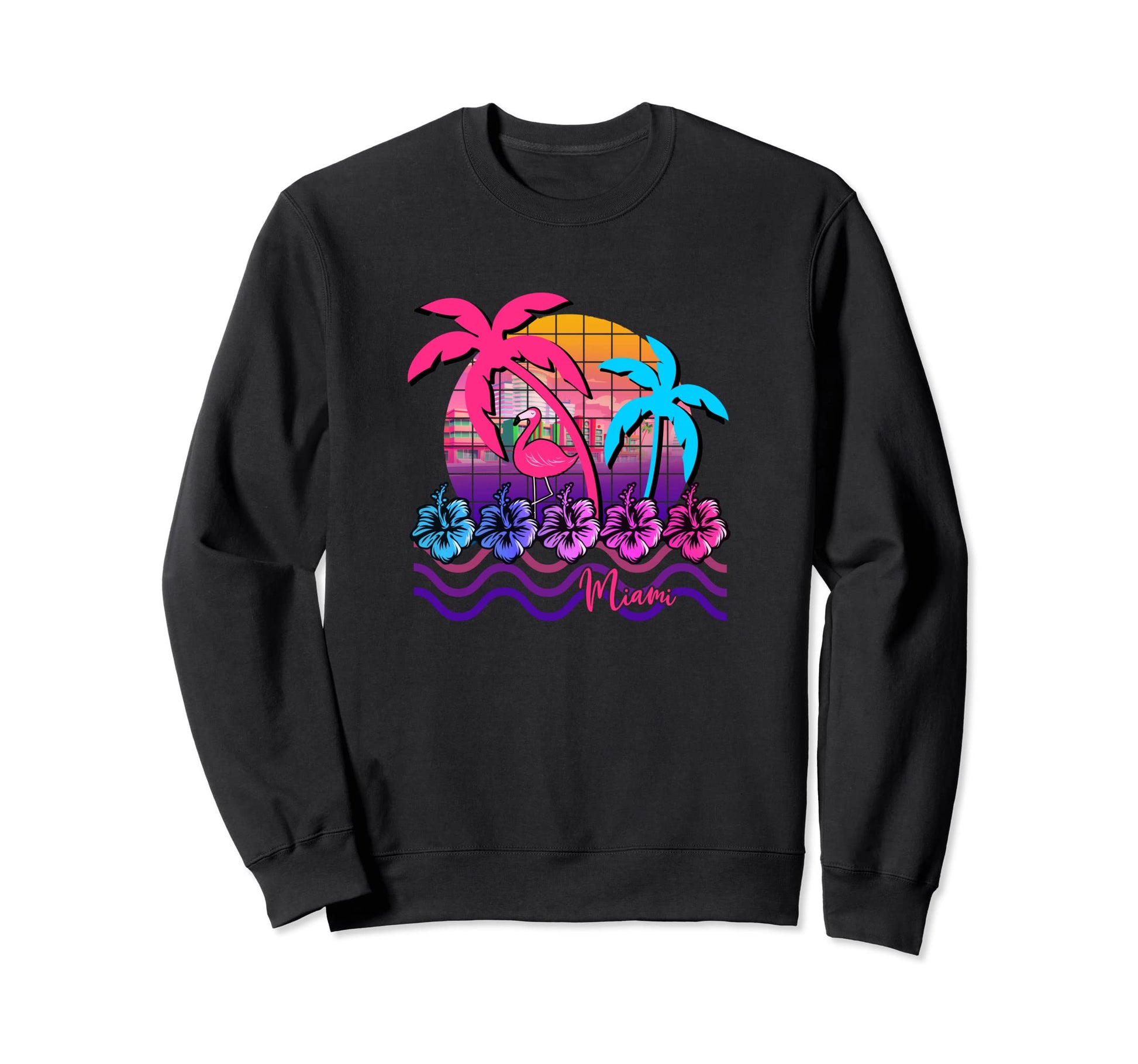 Miami Florida Vaporwave Aesthetic 80S Sweatshirt - Unique Graphic Unisex - T-Shirt, Sweatshirt, Hoodie