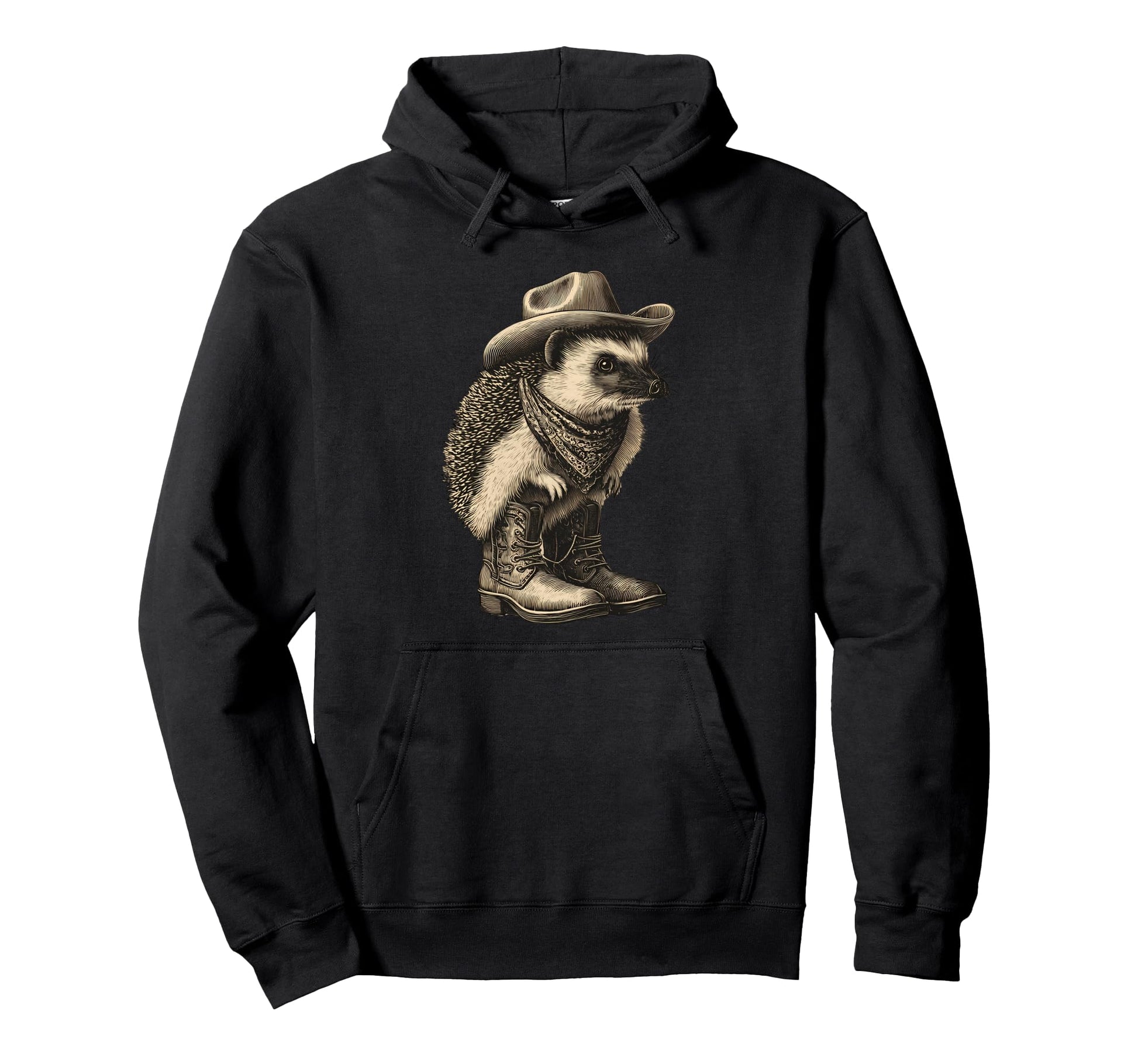 Hedgehog Cowboy Rodeo Cowgirl Hoodie - Fun Novelty Design for Adults - T-Shirt, Sweatshirt, Hoodie