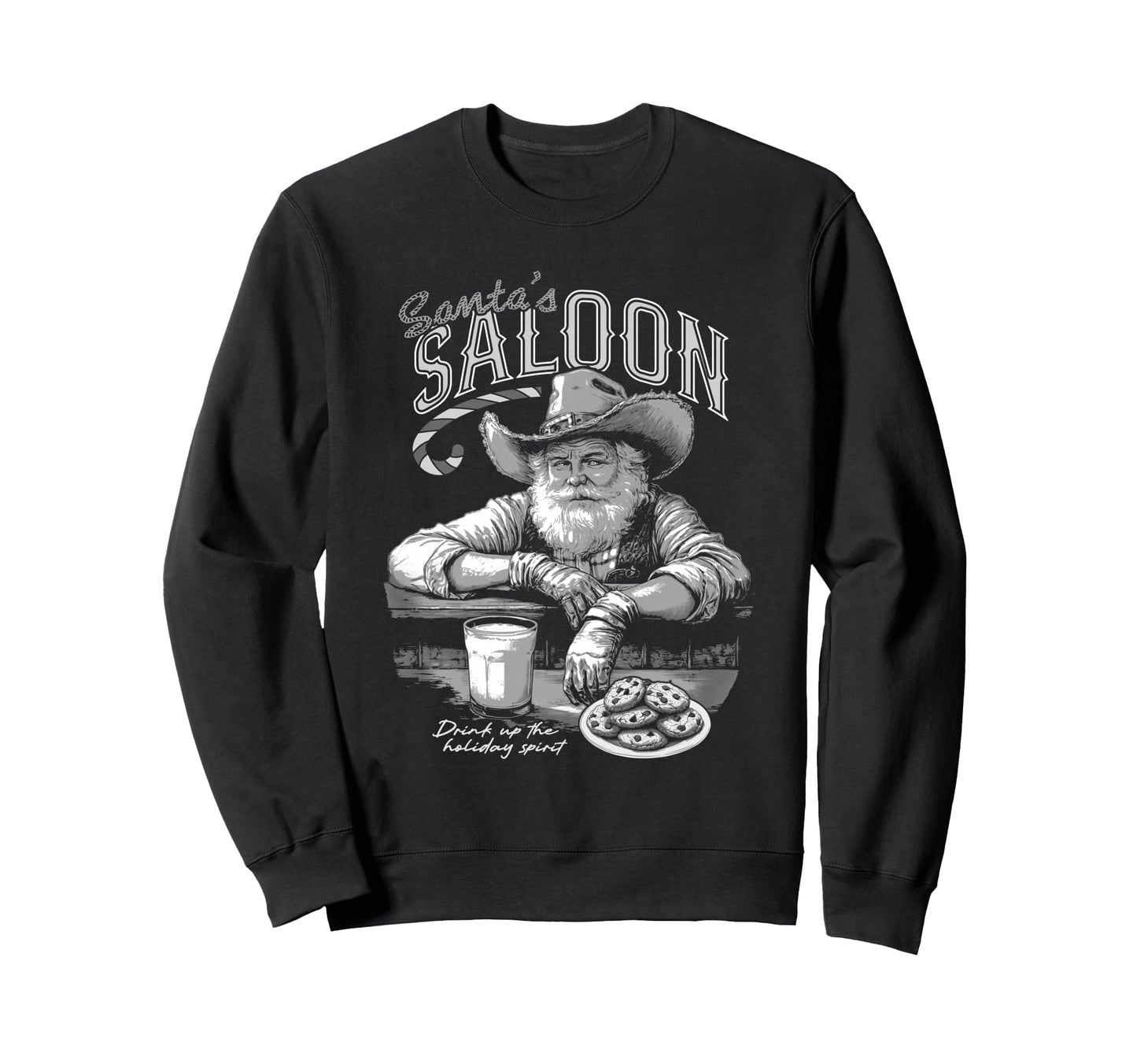 Santas Saloon Cowboy Claus Western Sweatshirt - Novelty Apparel for Adults - T-Shirt, Sweatshirt, Hoodie
