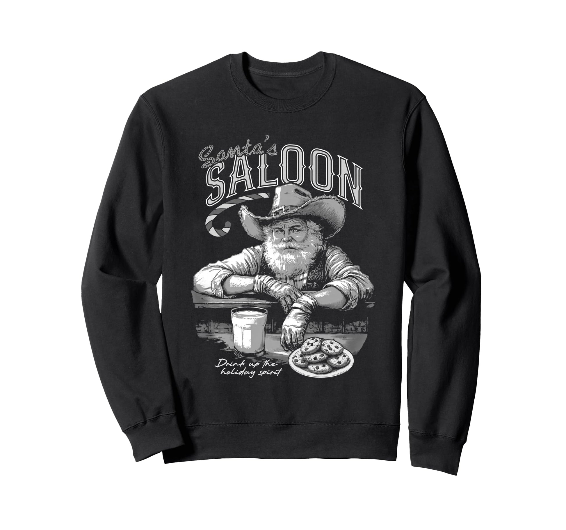 Santas Saloon Cowboy Claus Western Sweatshirt - Novelty Apparel for Adults - T-Shirt, Sweatshirt, Hoodie