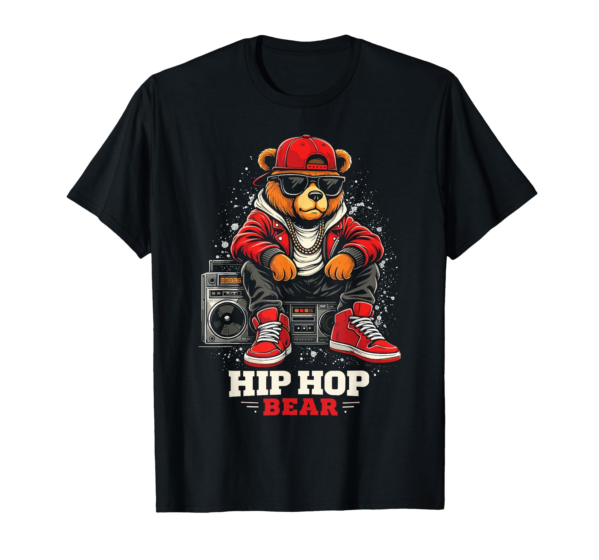 Funny Hip Hop Bear Boombox 90S Rap T-Shirt - Unique Graphic for Adults - T-Shirt, Sweatshirt, Hoodie