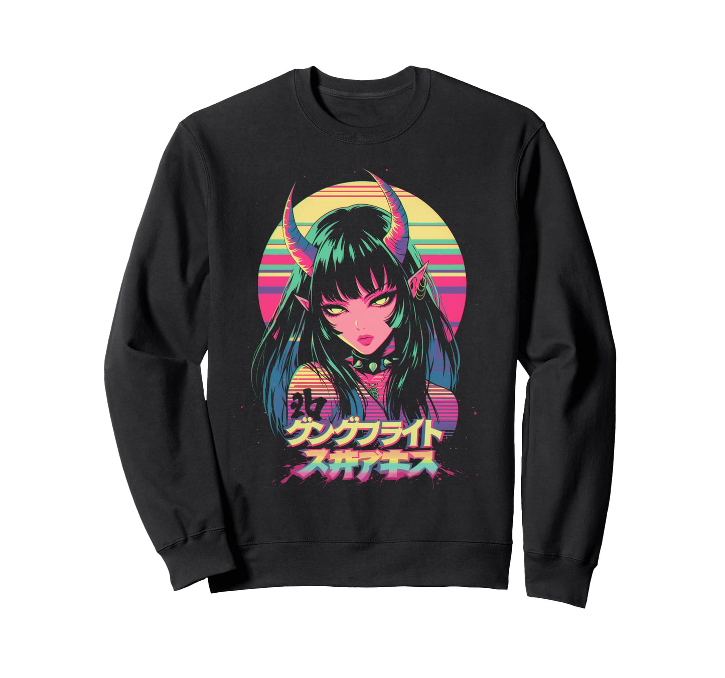 Goth Grunge Demon Anime Waifu Horror Sweatshirt - Minimalist Print Unisex - T-Shirt, Sweatshirt, Hoodie