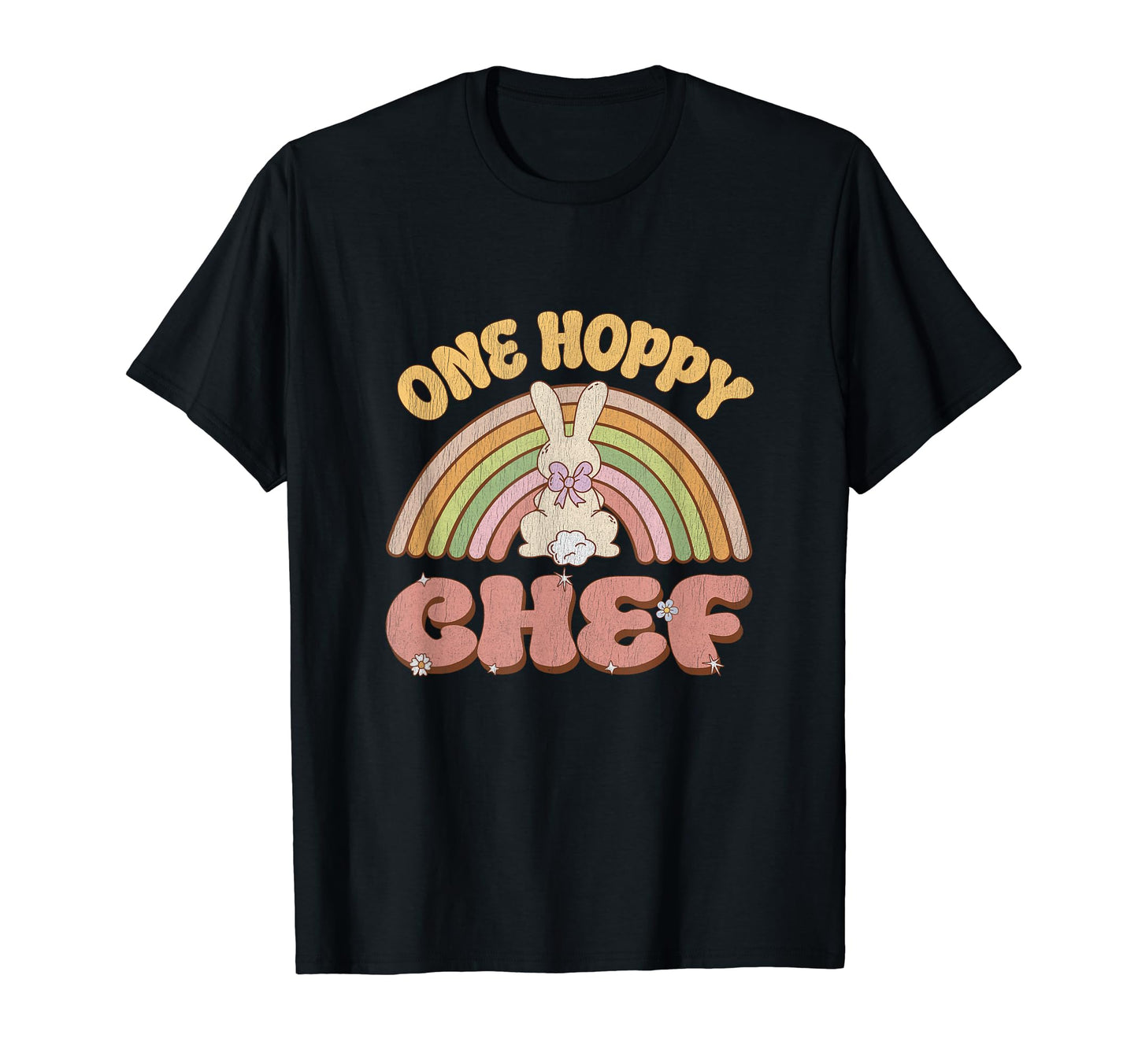 One Hoppy Chef Bunny Easter Rainbow T-Shirt - Novelty Apparel Unisex - T-Shirt, Sweatshirt, Hoodie