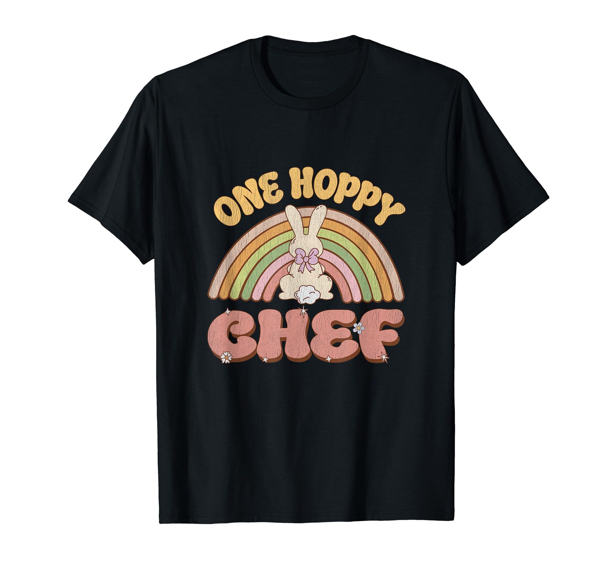 One Hoppy Chef Bunny Easter Rainbow T-Shirt - Novelty Apparel Unisex - T-Shirt, Sweatshirt, Hoodie