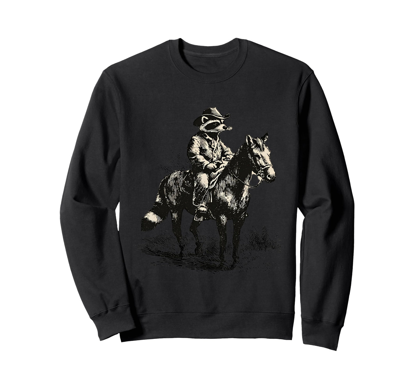 Raccoon Cowboy Rodeo Cowgirl Sweatshirt - Fun Novelty Design for Adults - T-Shirt, Sweatshirt, Hoodie