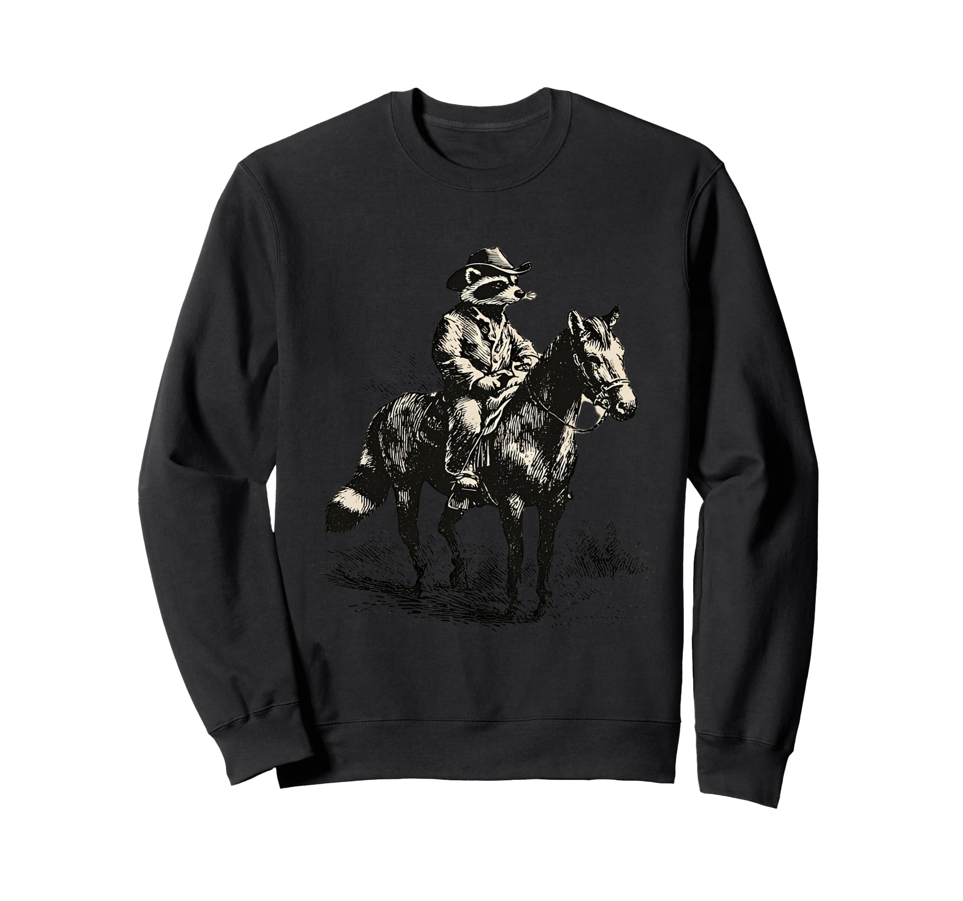 Raccoon Cowboy Rodeo Cowgirl Sweatshirt - Fun Novelty Design for Adults - T-Shirt, Sweatshirt, Hoodie