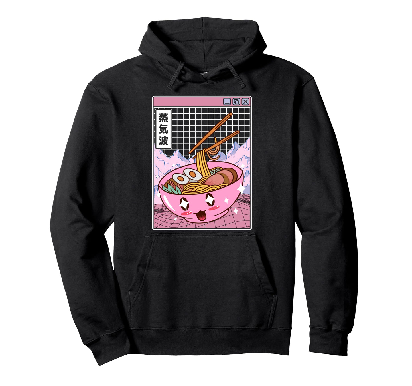 Ramen Noodles Bowl Kawaii Grid Hoodie - Trendy Graphic for Adults - T-Shirt, Sweatshirt, Hoodie