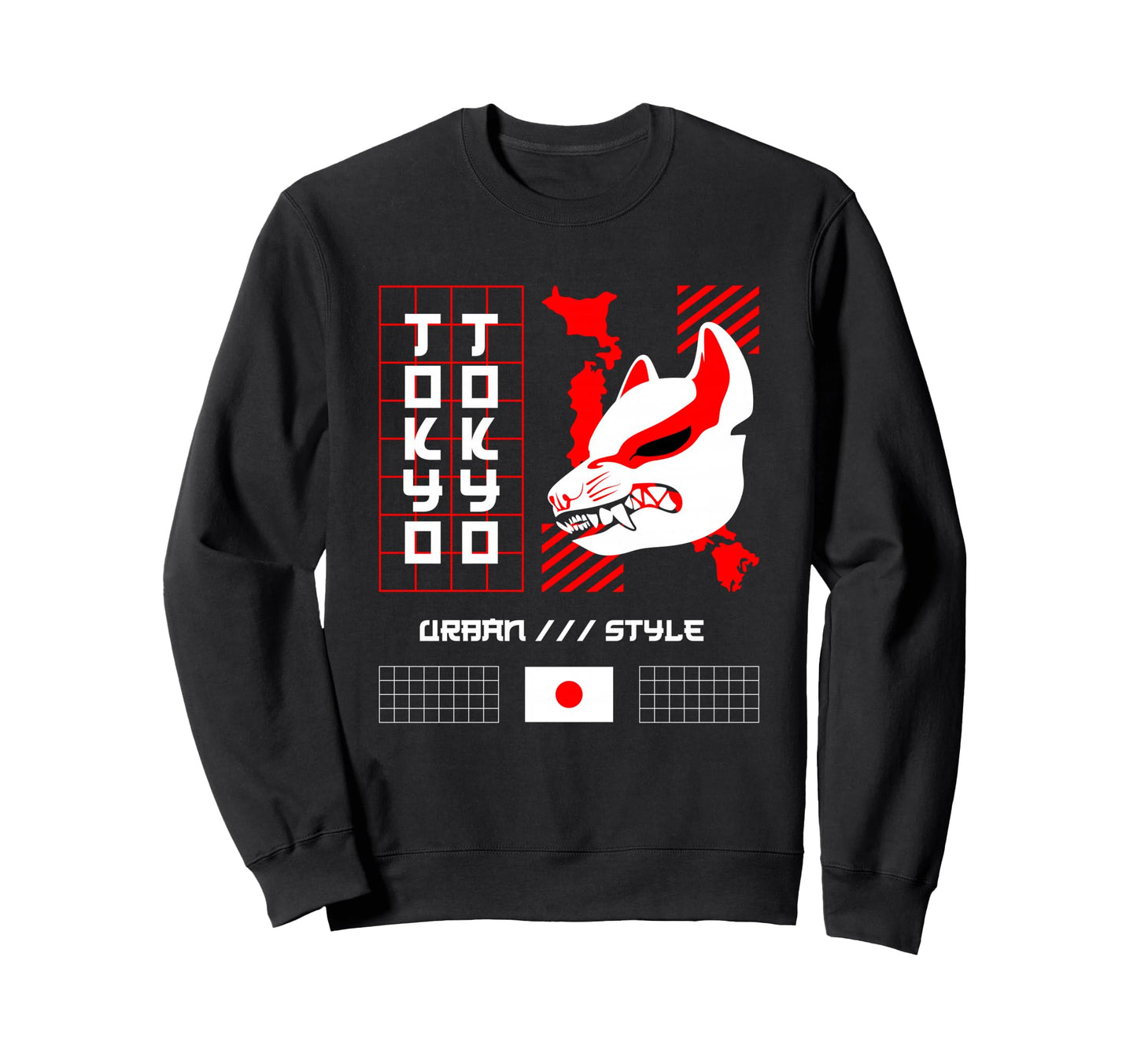 Tokyo Kitsune Japan Anime Aesthetic Sweatshirt - Graphic Print Men Women - T-Shirt, Sweatshirt, Hoodie