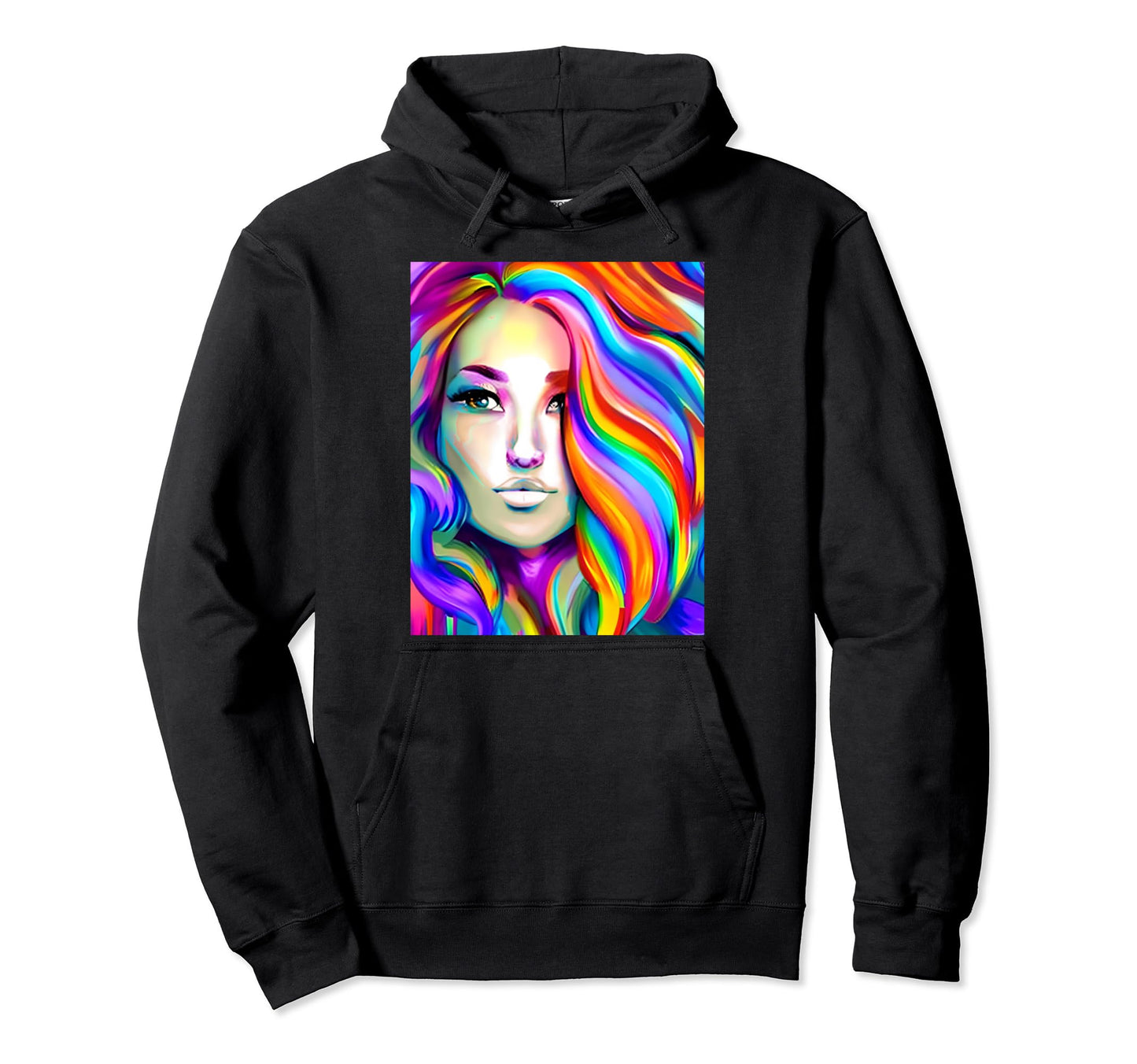 Modern Rainbow Hair Hoodie - Trendy Graphic for Adults - T-Shirt, Sweatshirt, Hoodie
