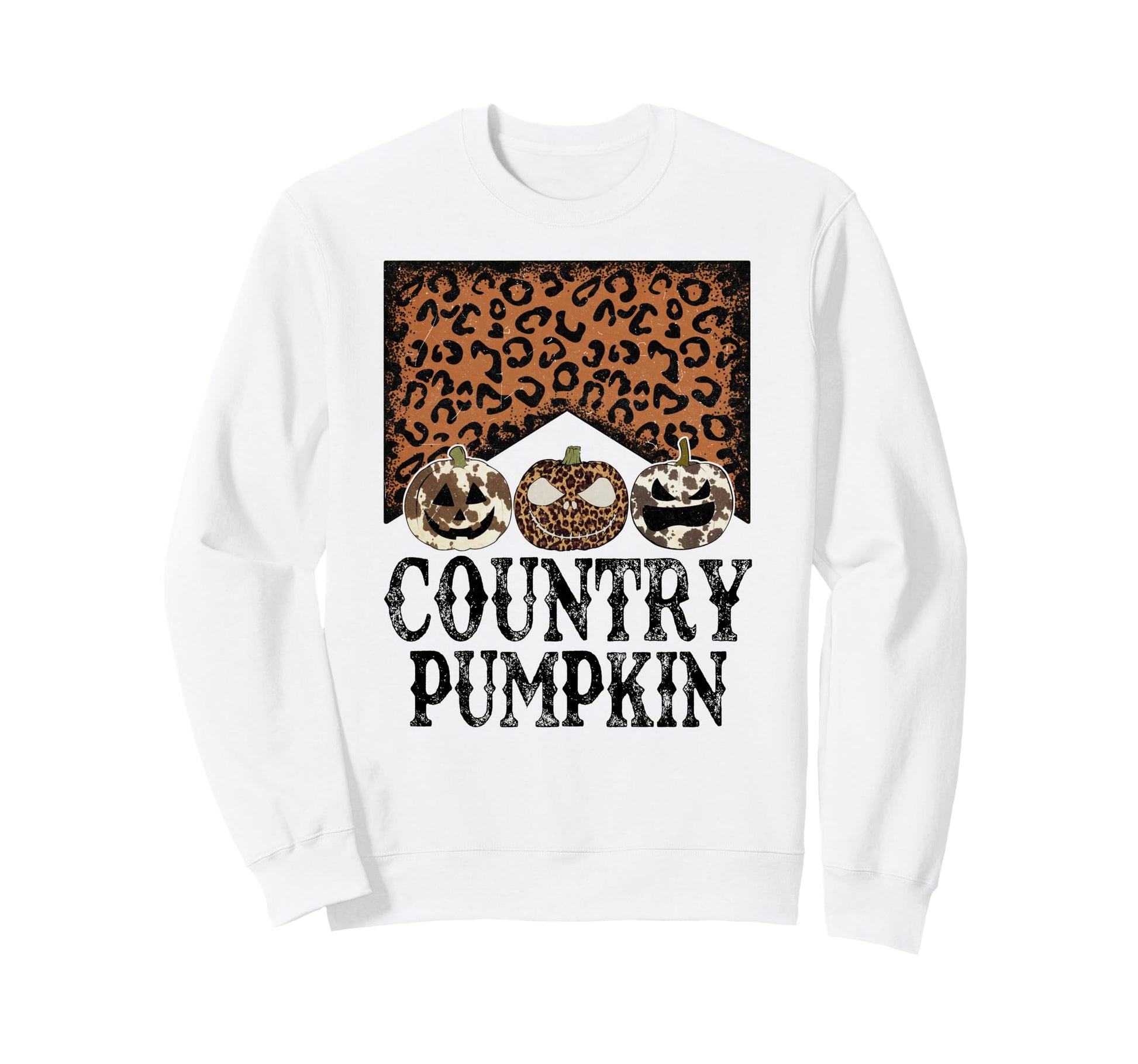 Country Pumpkin Leopard Cow Sweatshirt - Fun Novelty Design for Adults - T-Shirt, Sweatshirt, Hoodie