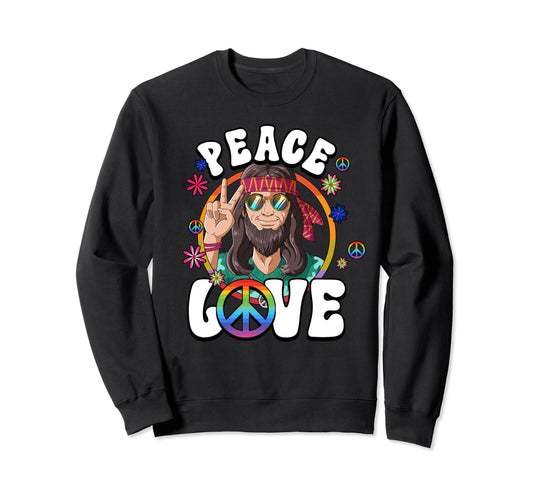 60S 70S Costume Peace Love Hippie Sweatshirt - Minimalist Print Unisex - T-Shirt, Sweatshirt, Hoodie