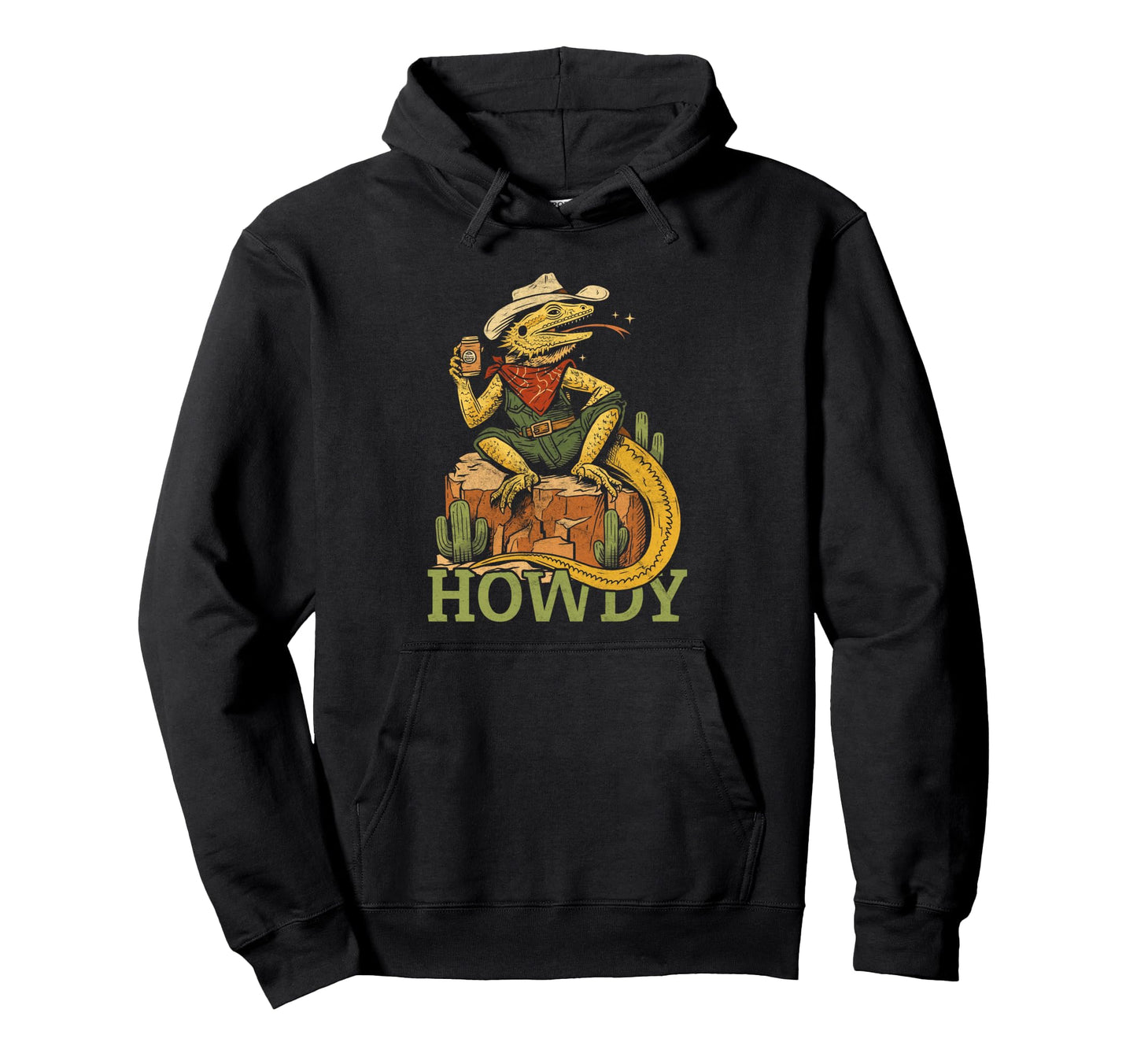 Bearded Dragon Cowboy Howdy Lizard Hoodie - Aesthetic Graphic Unisex - T-Shirt, Sweatshirt, Hoodie
