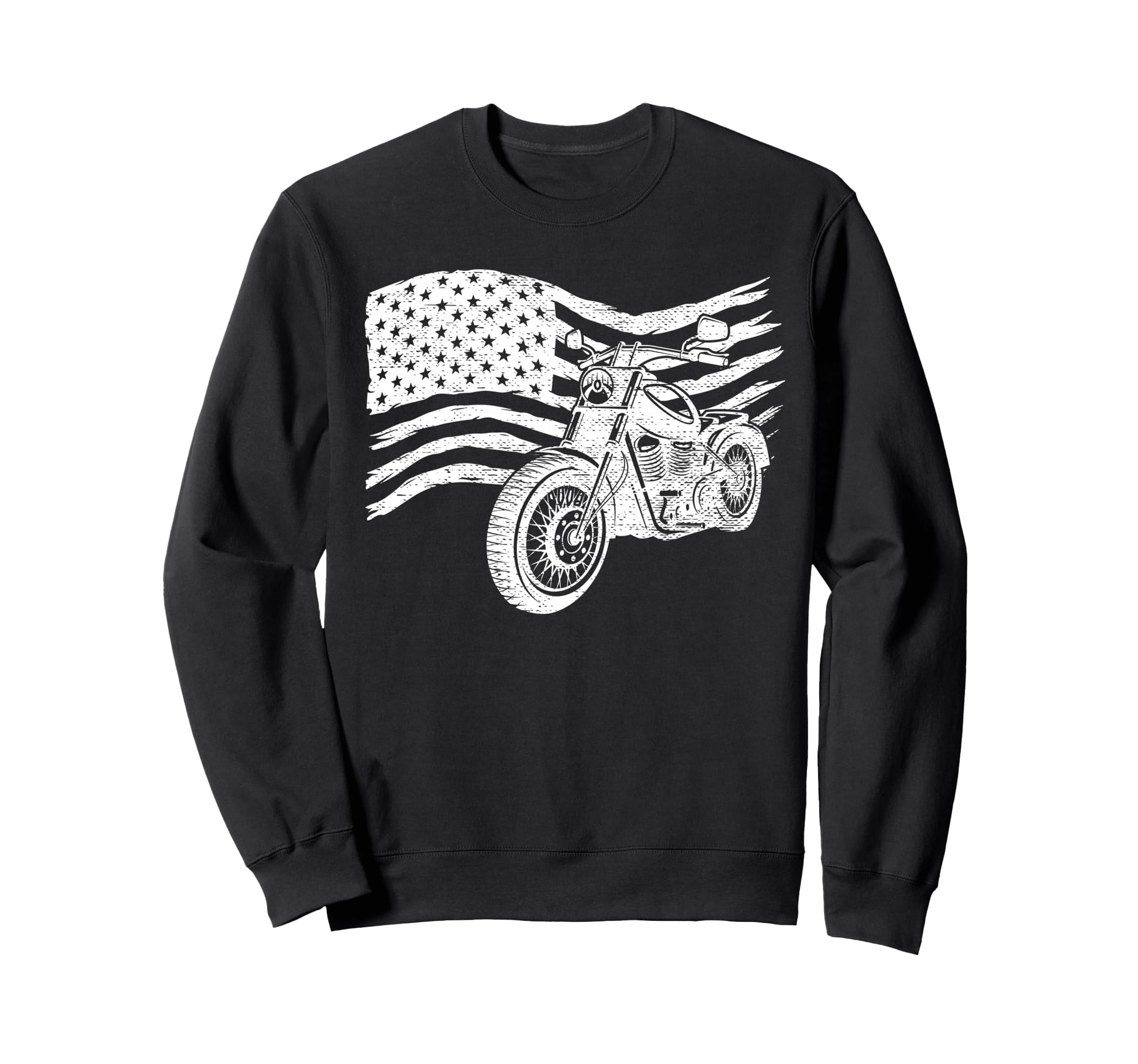 National Motorcycle American Us Flag Sweatshirt - Aesthetic Graphic Unisex - T-Shirt, Sweatshirt, Hoodie
