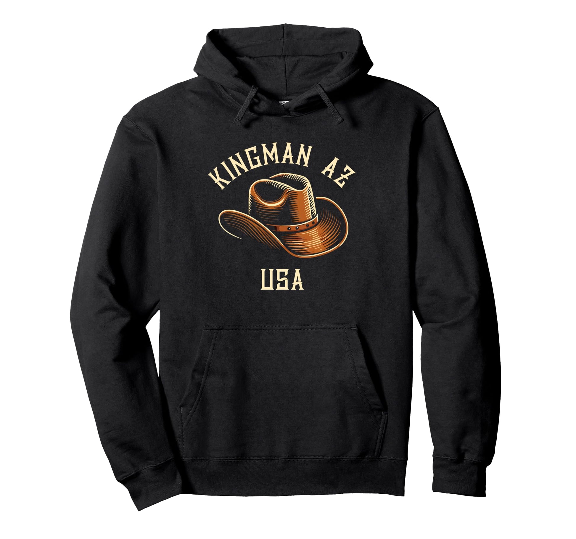 Kingman Az Usa Cowboy Hat Hoodie - Custom Art Print for Adults - T-Shirt, Sweatshirt, Hoodie
