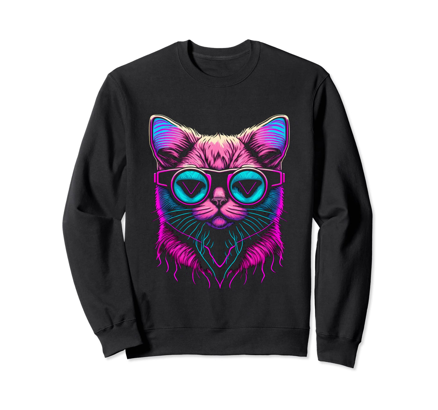 Japanese Vaporwave Cat Aesthetic Sweatshirt - Unique Graphic for Adults - T-Shirt, Sweatshirt, Hoodie