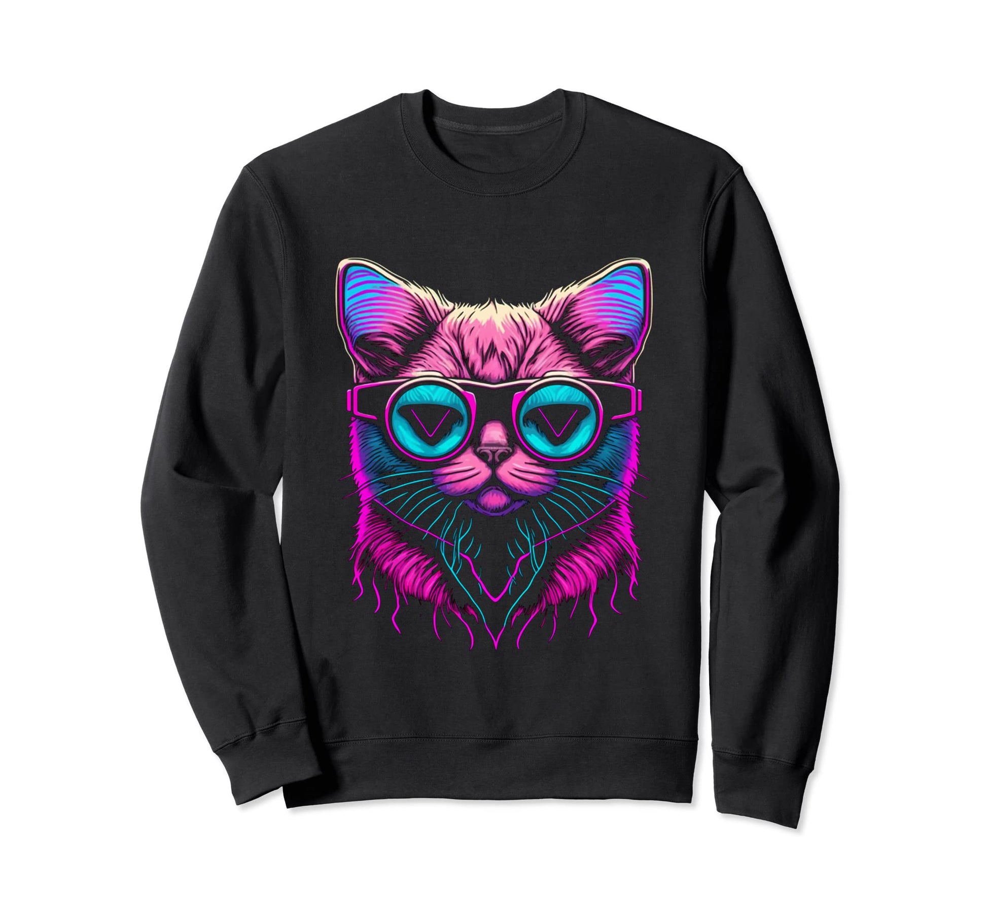 Japanese Vaporwave Cat Aesthetic Sweatshirt - Unique Graphic for Adults - T-Shirt, Sweatshirt, Hoodie
