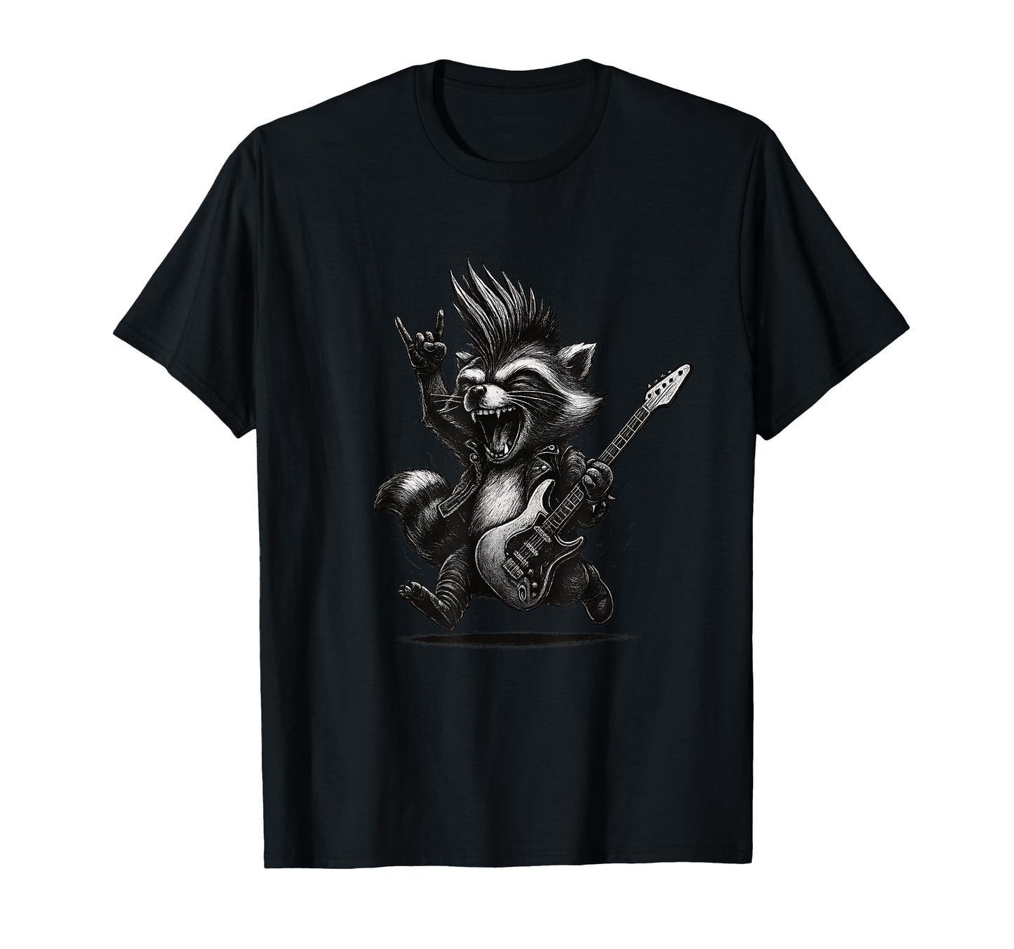 Raccoon Playing Guitar Rock Music T-Shirt - Trendy Graphic for Adults - T-Shirt, Sweatshirt, Hoodie