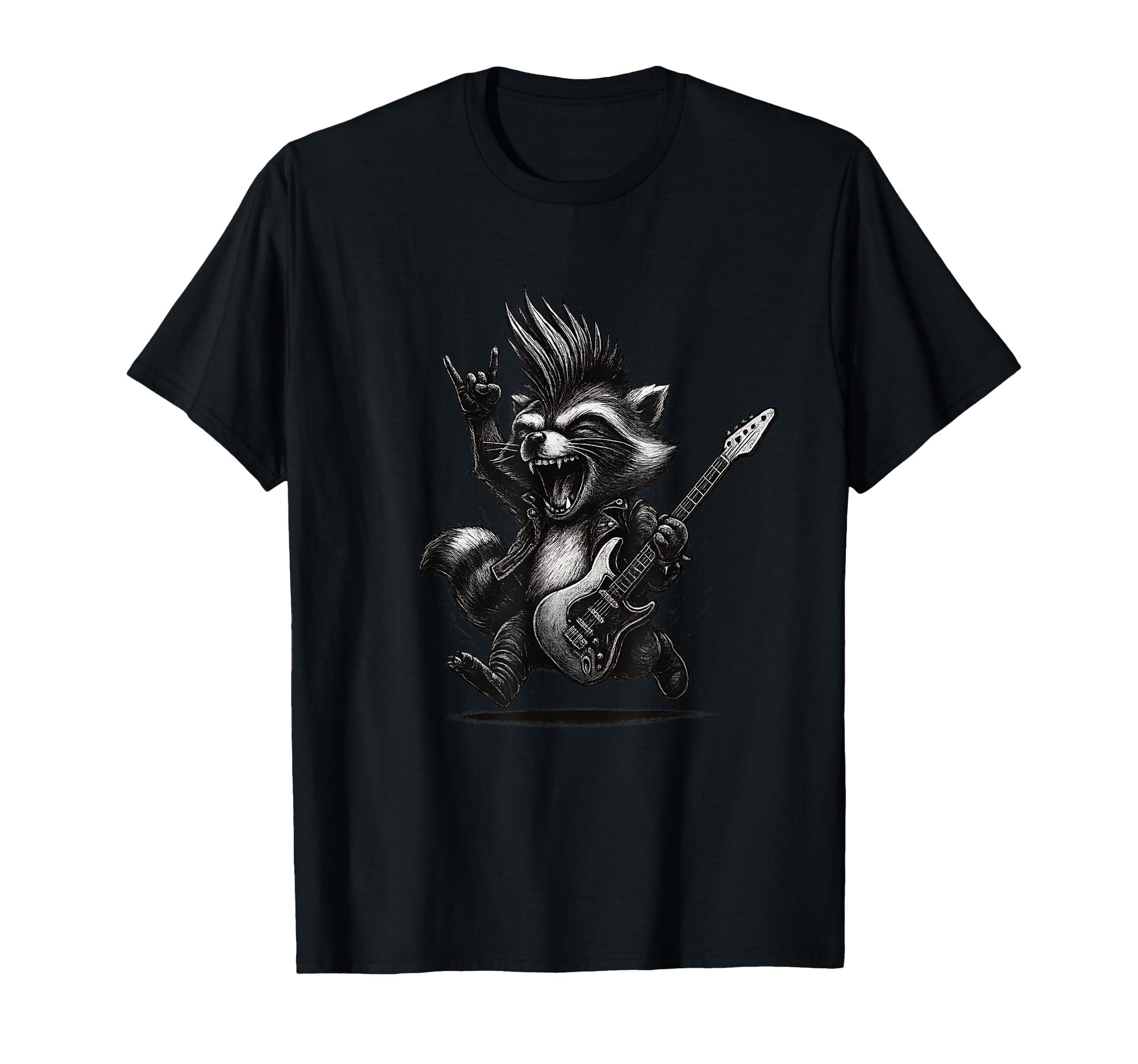 Raccoon Playing Guitar Rock Music T-Shirt - Trendy Graphic for Adults - T-Shirt, Sweatshirt, Hoodie