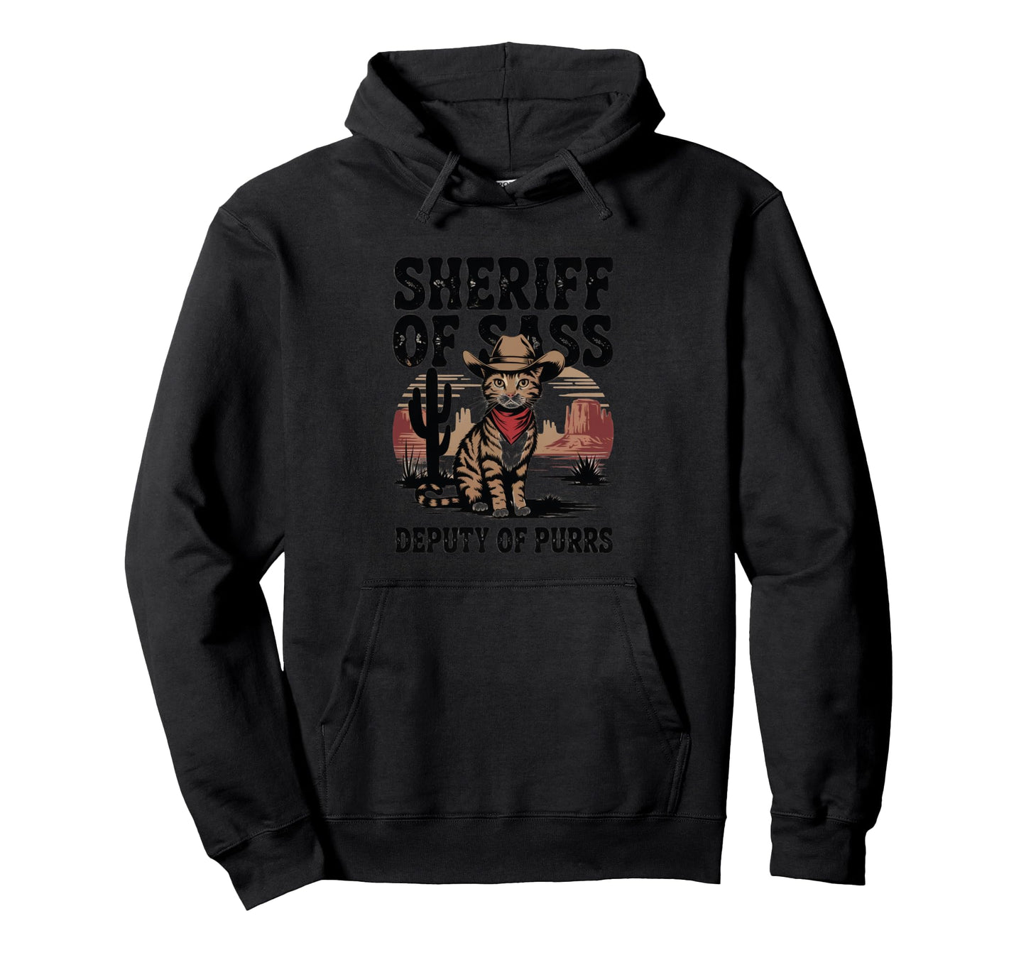 Sheriff Sass Deputy Purrs Cowboy Hoodie - Streetwear Style for Adults - T-Shirt, Sweatshirt, Hoodie