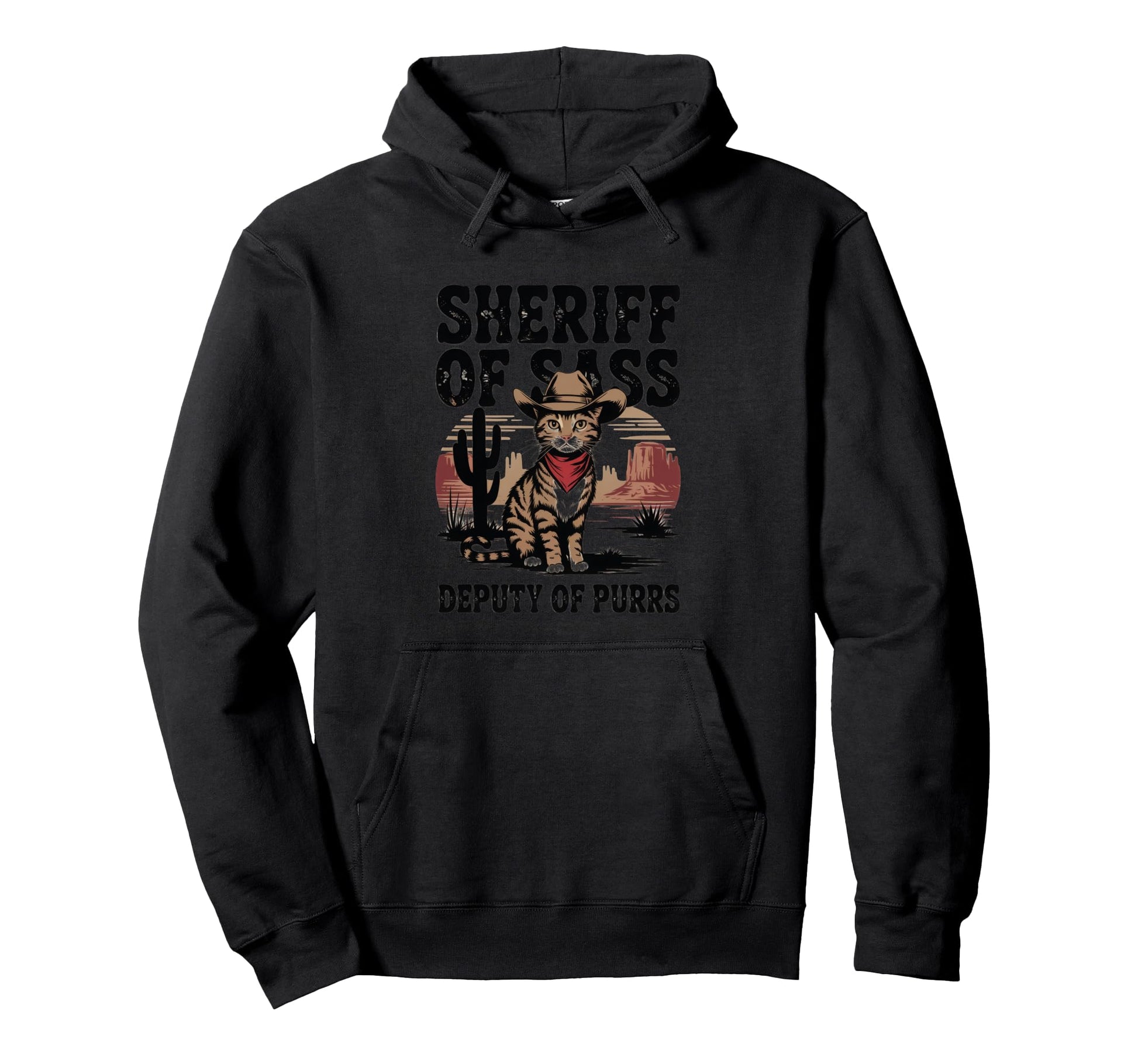 Sheriff Sass Deputy Purrs Cowboy Hoodie - Streetwear Style for Adults - T-Shirt, Sweatshirt, Hoodie