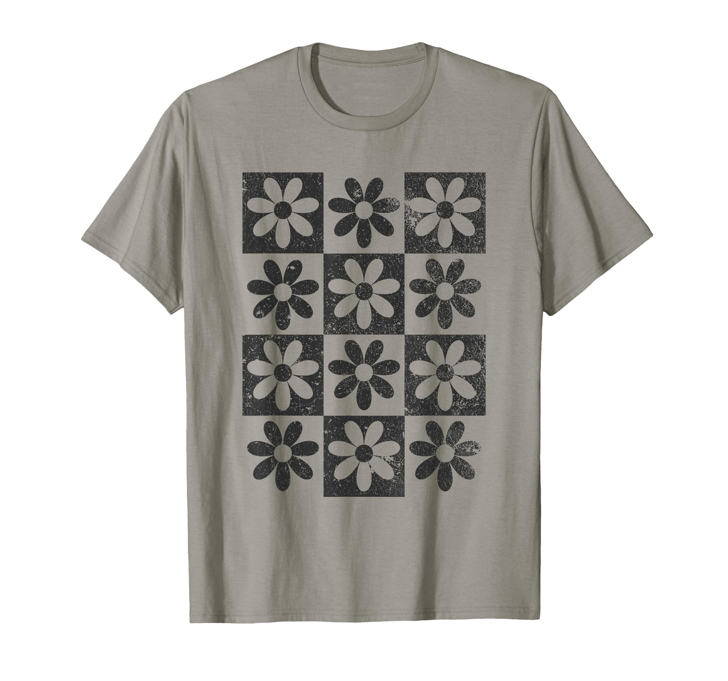 Checkerboard Checkered Bogo Flowers T-Shirt - Trendy Graphic for Adults - T-Shirt, Sweatshirt, Hoodie