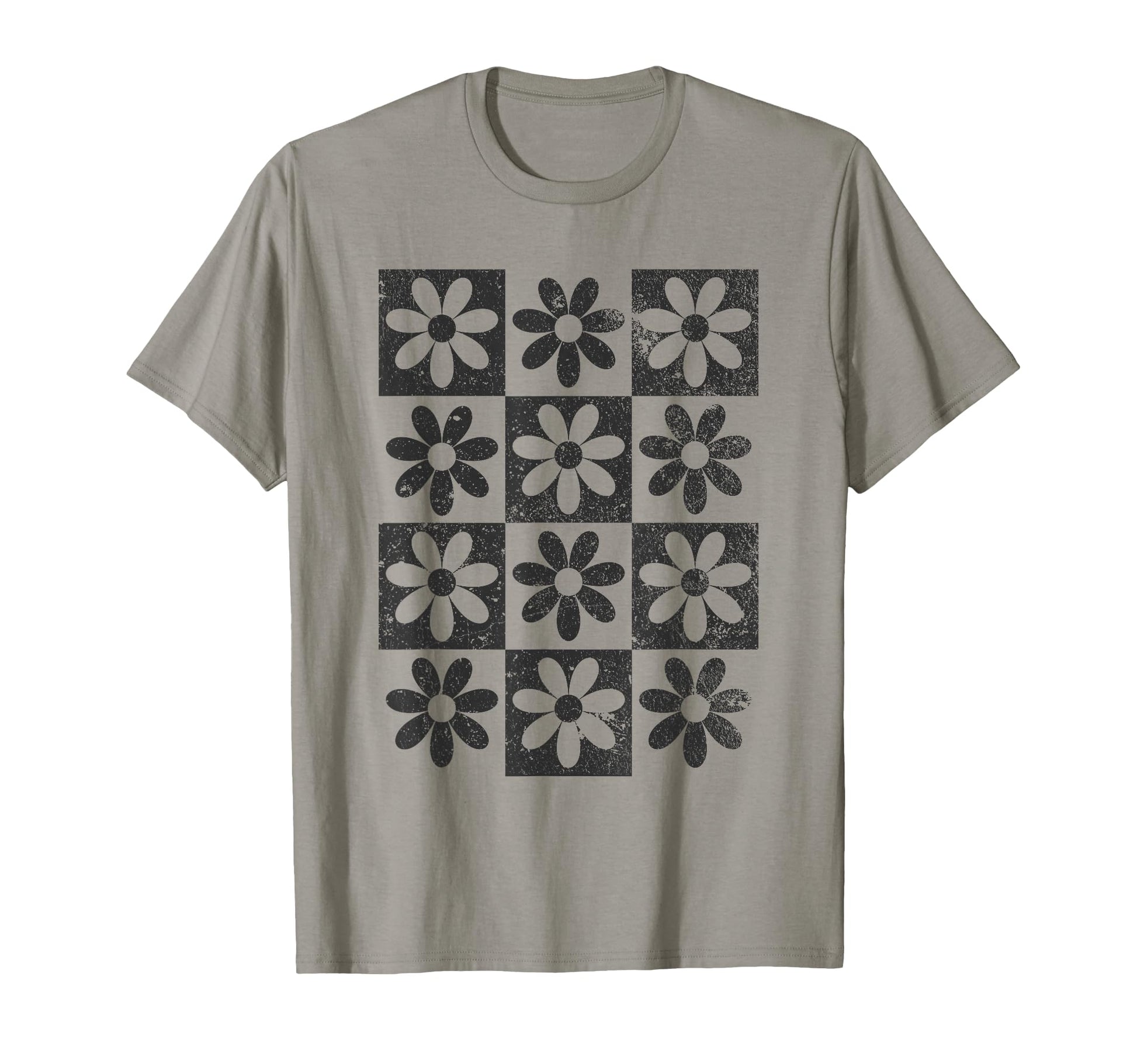 Checkerboard Checkered Bogo Flowers T-Shirt - Trendy Graphic for Adults - T-Shirt, Sweatshirt, Hoodie