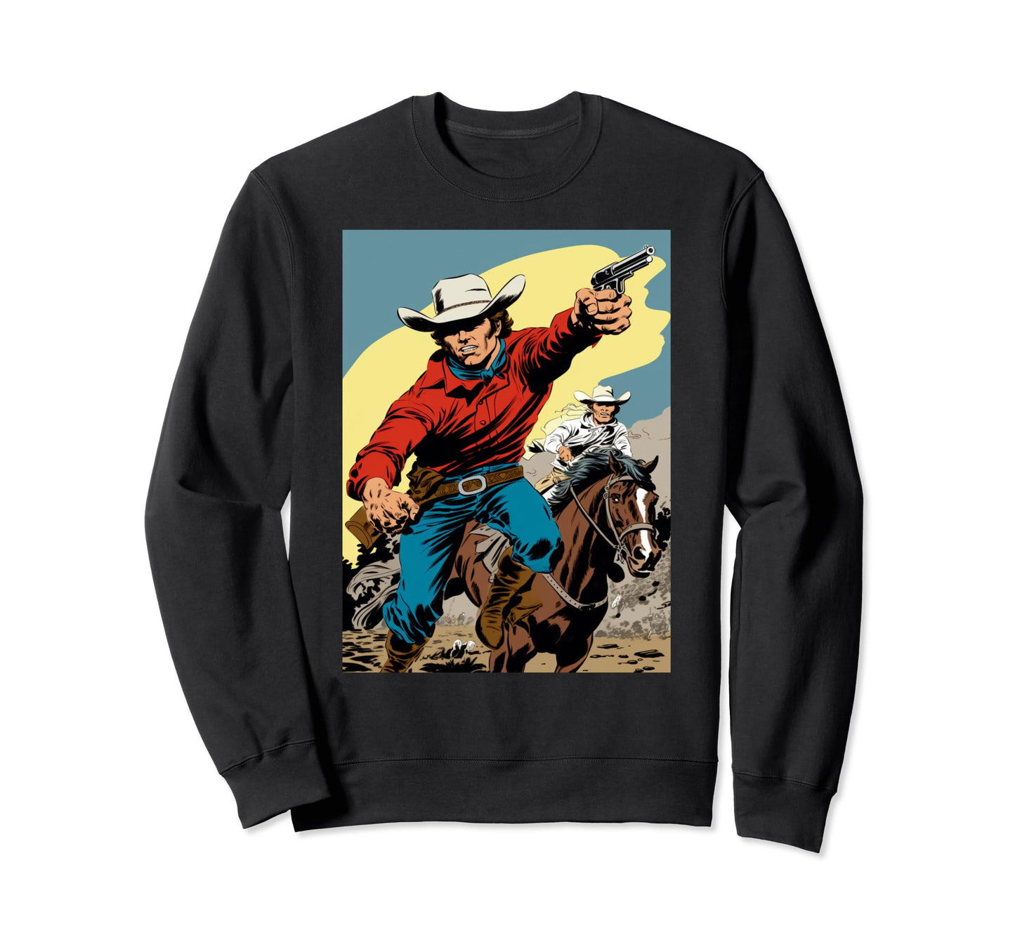 No 3 Cowboy Country Comic Western Sweatshirt - Minimalist Print for Adults - T-Shirt, Sweatshirt, Hoodie