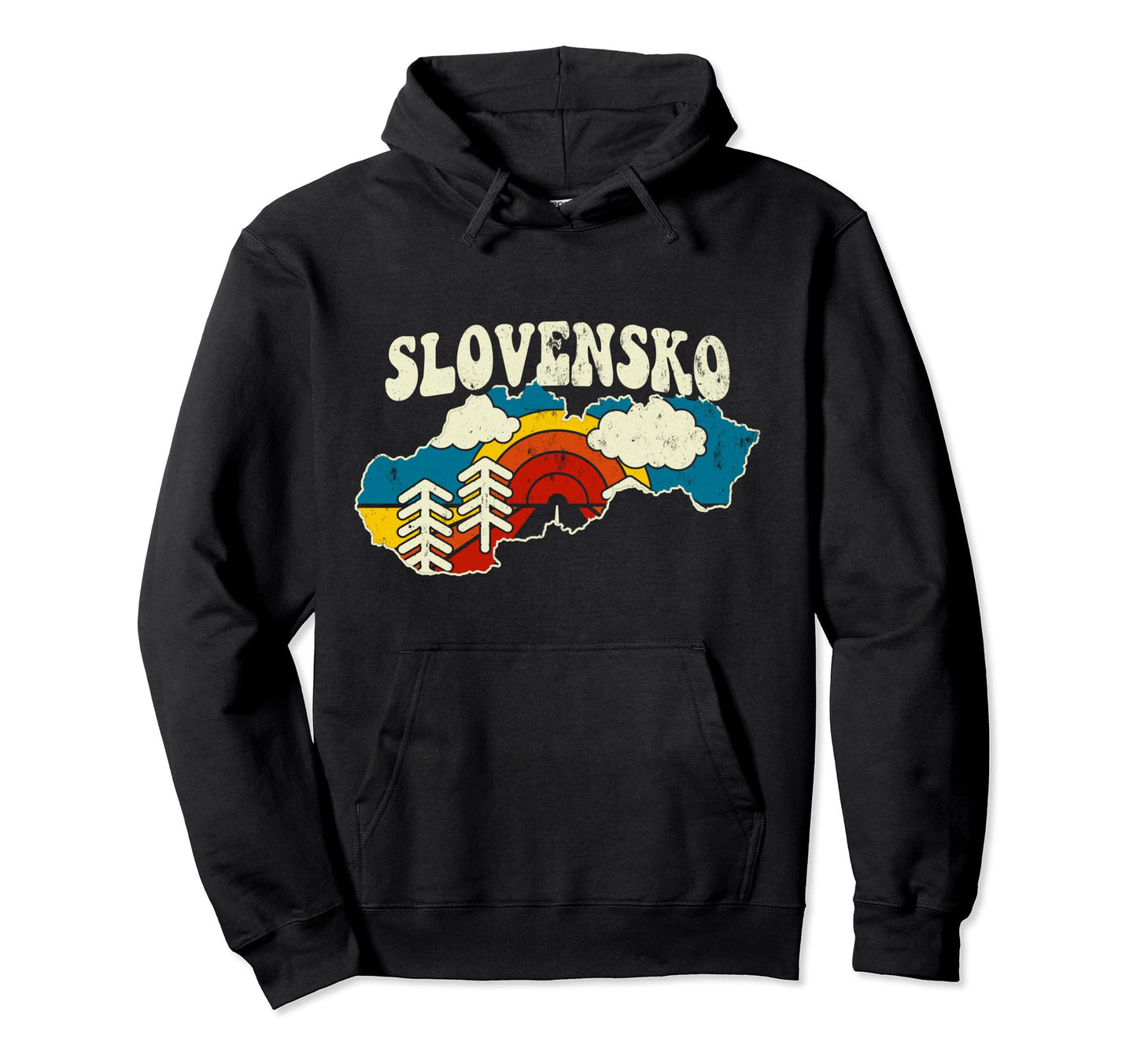 Slovakia Slovakian Country Rainbow 70S Hoodie - Unique Graphic for Adults - T-Shirt, Sweatshirt, Hoodie