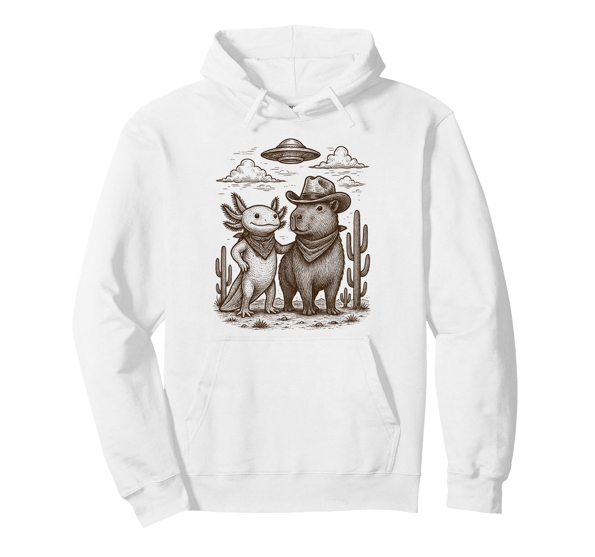 Cowboy Capybara Axolotl Ufo Country Hoodie - Novelty Apparel Men Women - T-Shirt, Sweatshirt, Hoodie