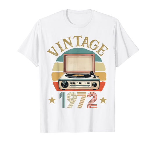 1972 Born 1972 Sunset Vinyl Record T-Shirt - Minimalist Print Men Women - T-Shirt, Sweatshirt, Hoodie