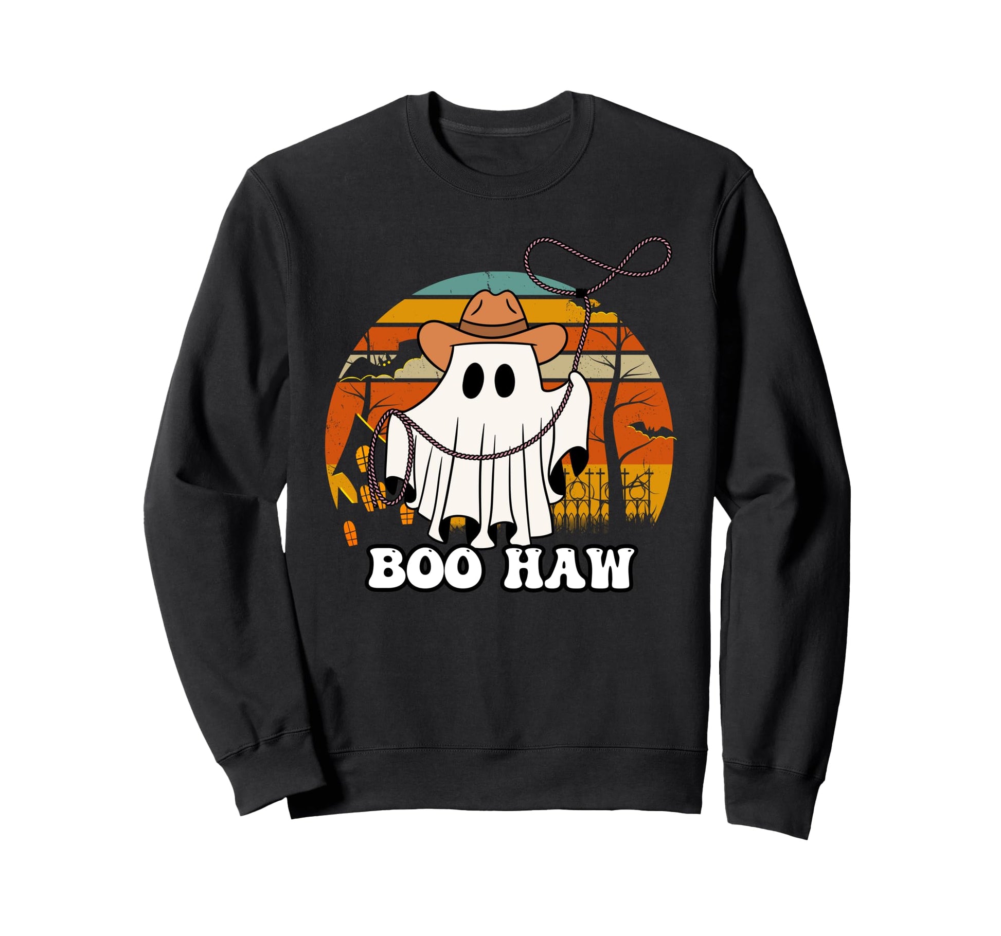 Halloween Cowboy Ghost Ghost Sweatshirt - Casual Everyday Wear Unisex - T-Shirt, Sweatshirt, Hoodie