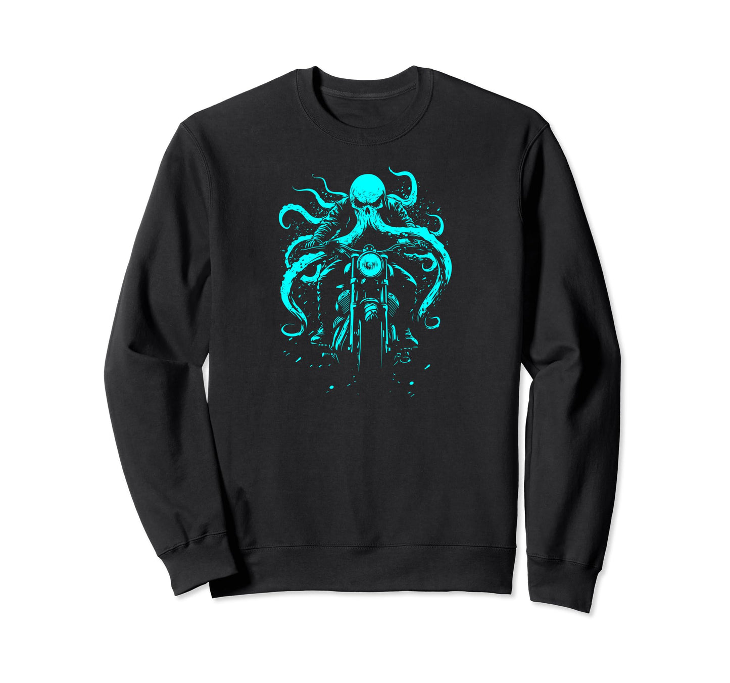 Motorcycle Rider Bike Octopus Sweatshirt - Graphic Print for Adults - T-Shirt, Sweatshirt, Hoodie