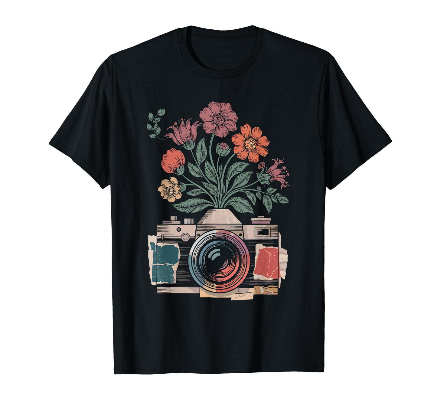 Camera Photography Art Floral T-Shirt - Minimalist Print Unisex - T-Shirt, Sweatshirt, Hoodie