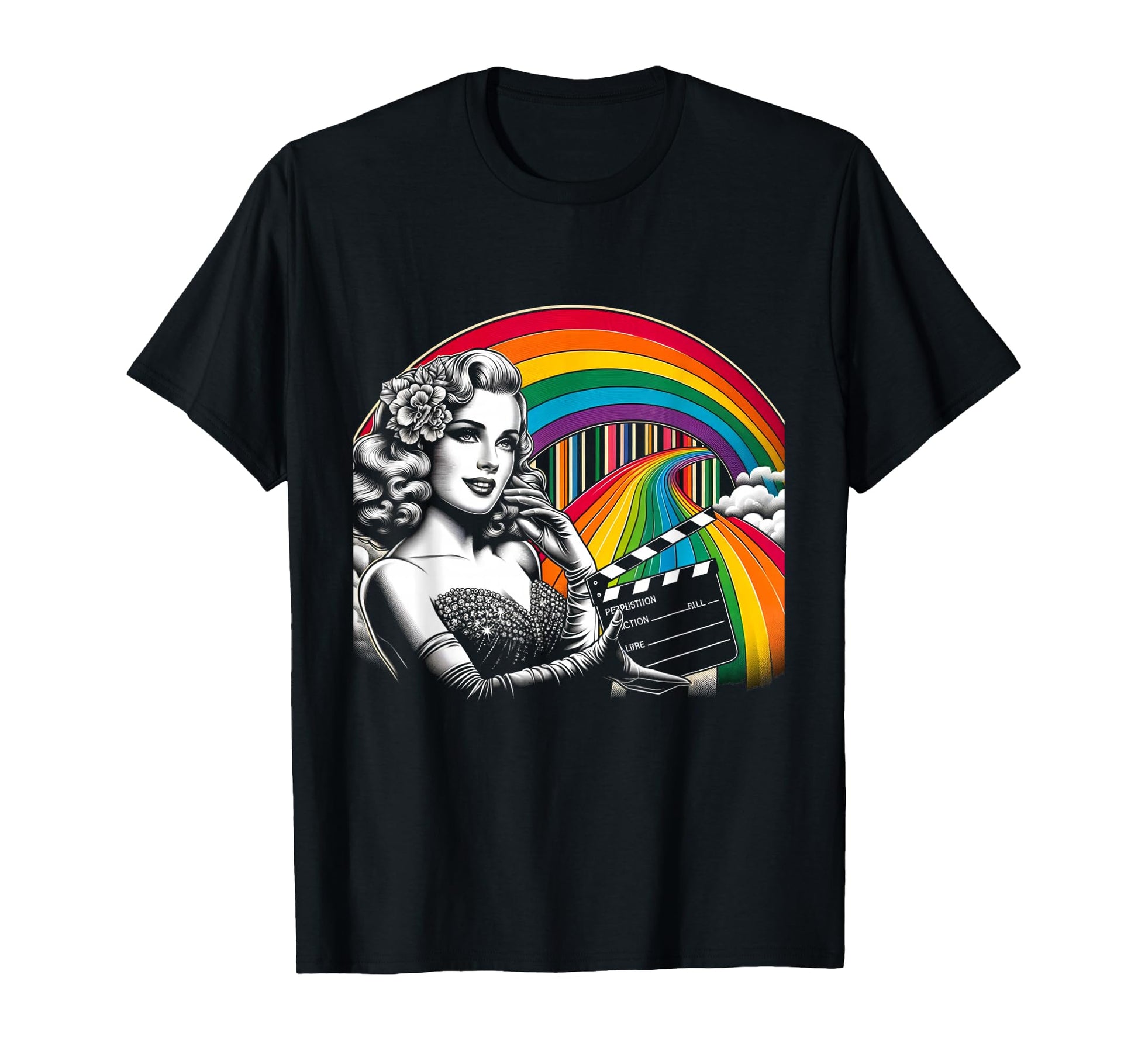 Glamour Hollywood And Rainbow T-Shirt - Casual Everyday Wear for Adults - T-Shirt, Sweatshirt, Hoodie