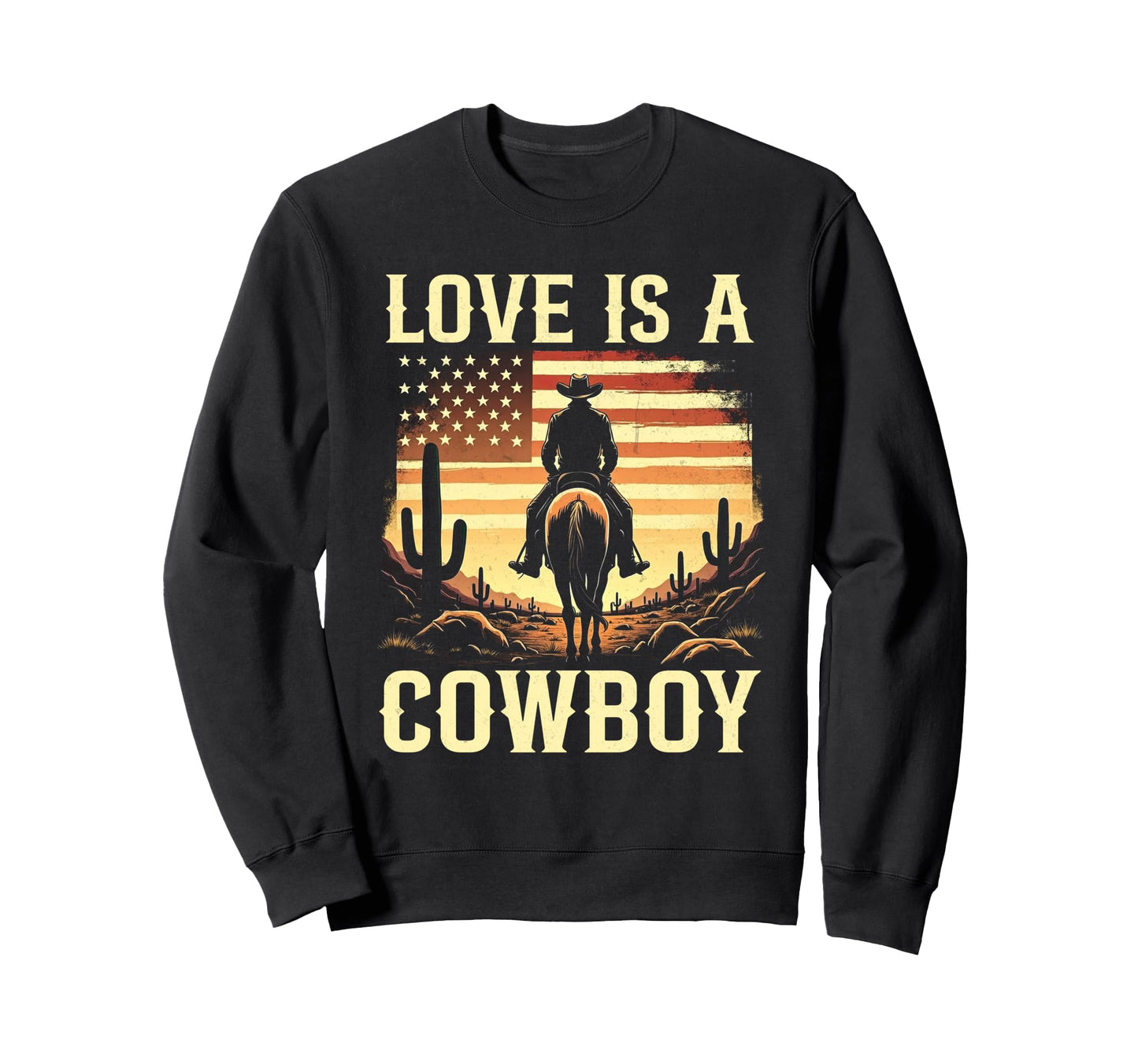 Love Is Cowboy Horseback Western Sweatshirt - Minimalist Print for Adults - T-Shirt, Sweatshirt, Hoodie