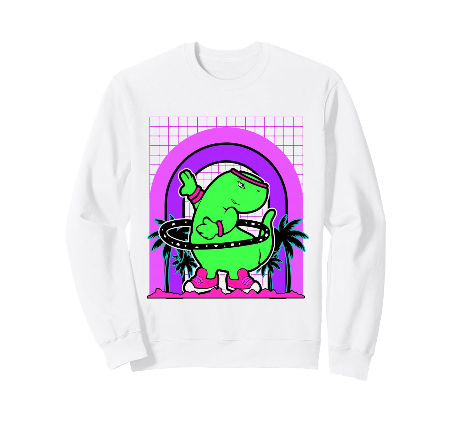 Aesthetic Vaporwave Outfits Dinosaur Sweatshirt - Graphic Print Men Women - T-Shirt, Sweatshirt, Hoodie