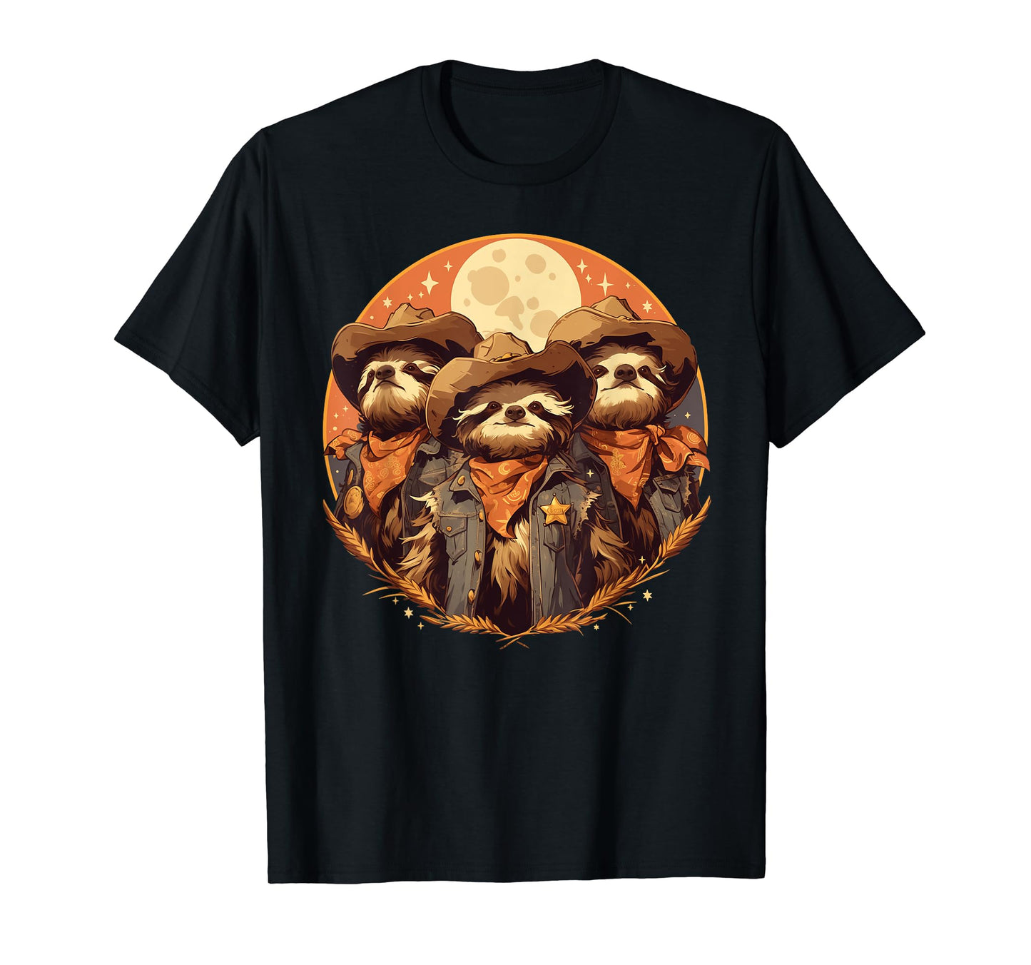 Sloth Howling Moon Cowboy Funny T-Shirt - Graphic Print for Adults - T-Shirt, Sweatshirt, Hoodie
