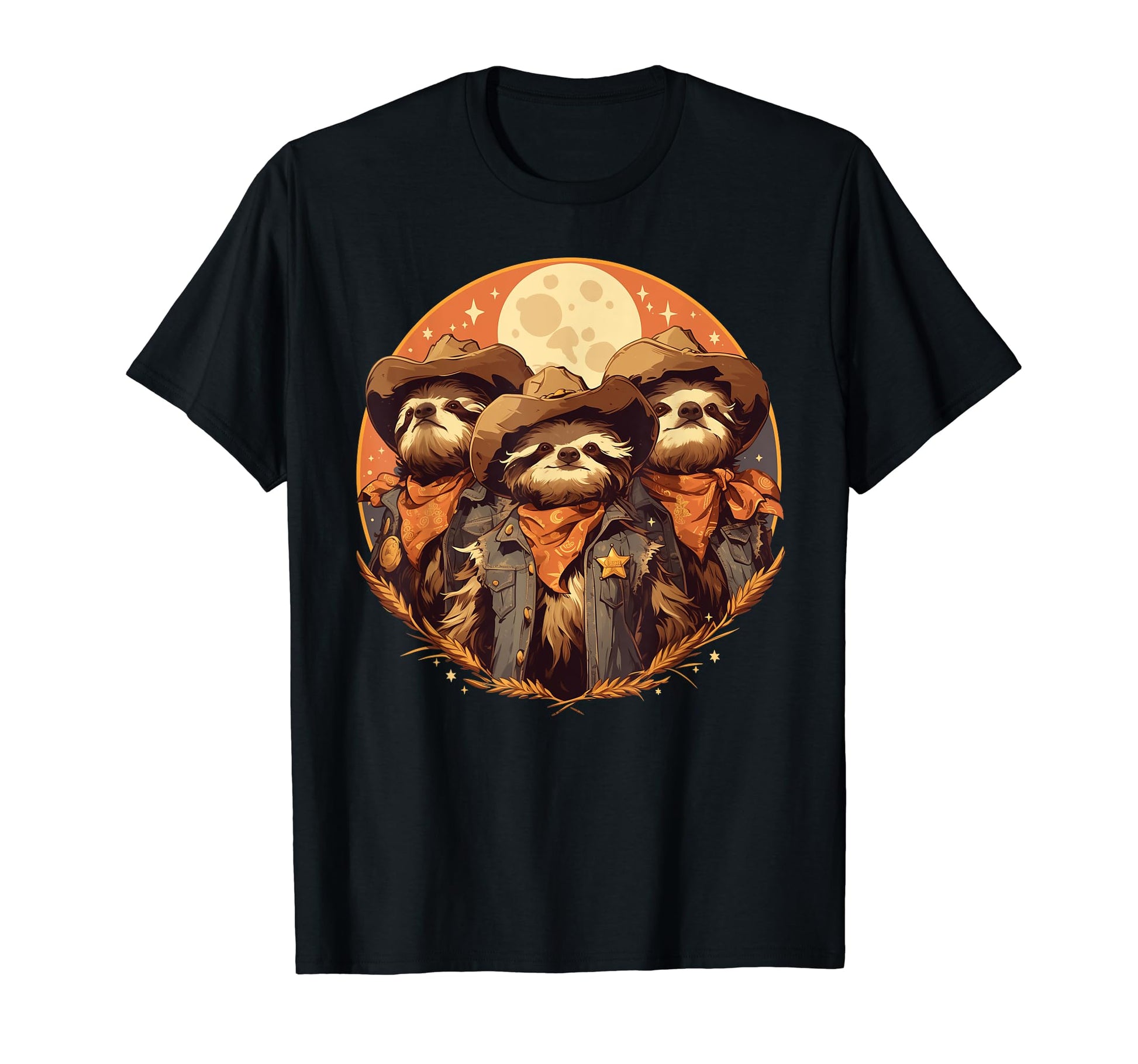 Sloth Howling Moon Cowboy Funny T-Shirt - Graphic Print for Adults - T-Shirt, Sweatshirt, Hoodie