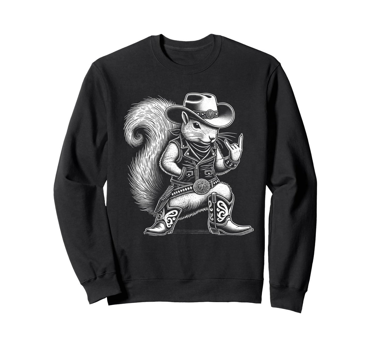 Squirrel Cowboy Cowgirl Western Sweatshirt - Trendy Graphic for Adults - T-Shirt, Sweatshirt, Hoodie