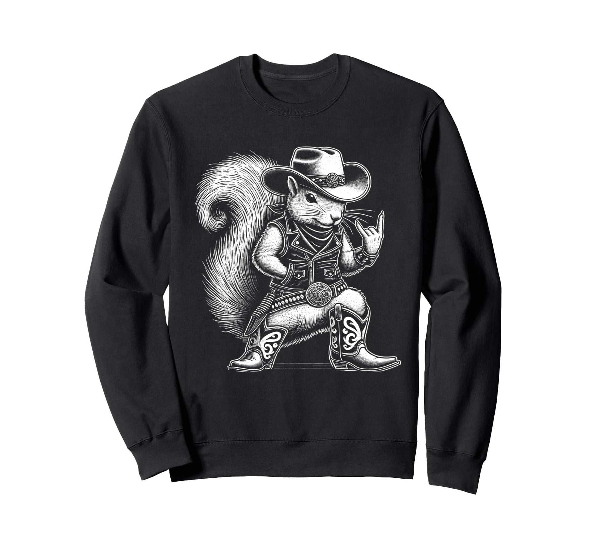 Squirrel Cowboy Cowgirl Western Sweatshirt - Trendy Graphic for Adults - T-Shirt, Sweatshirt, Hoodie