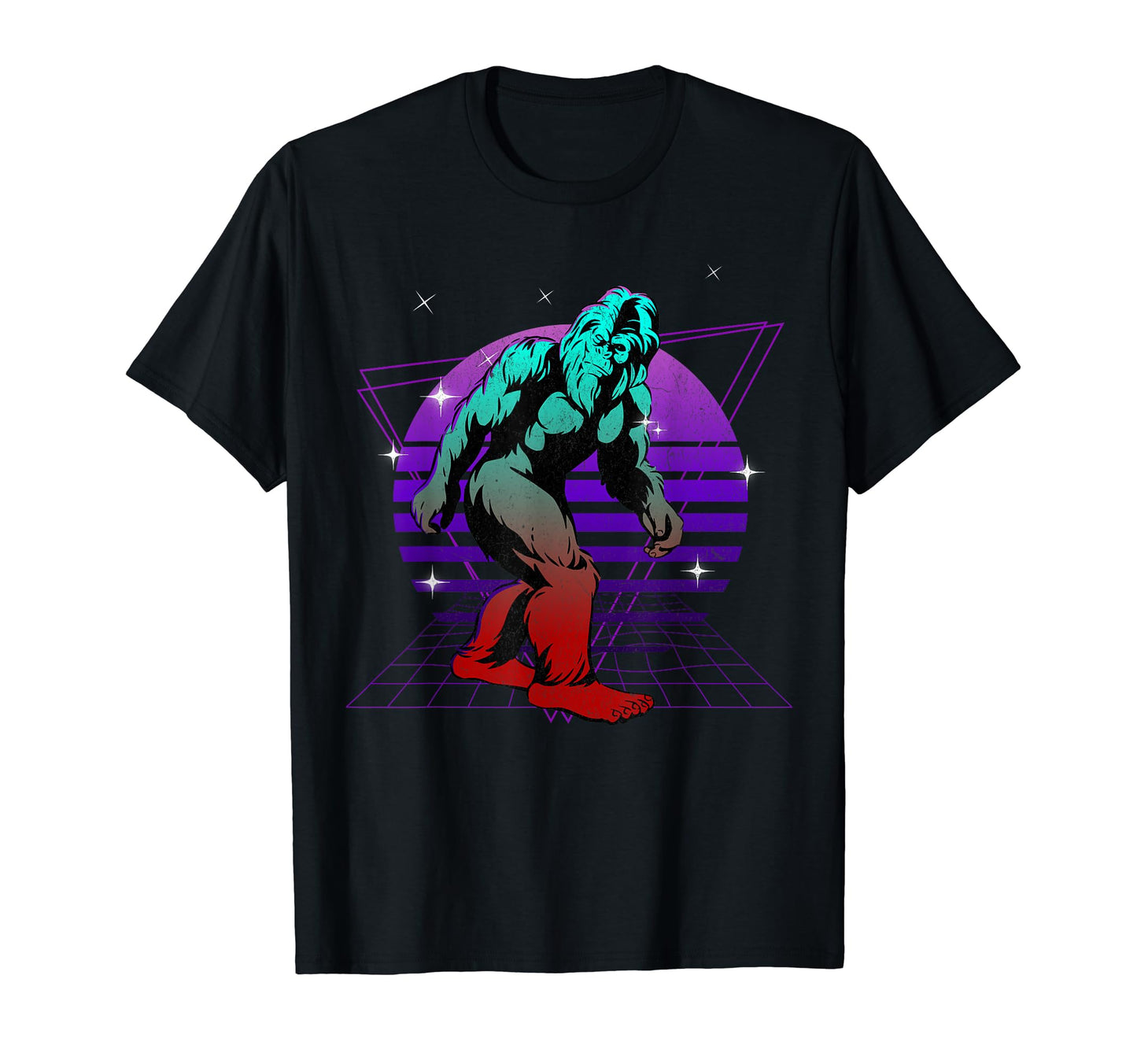 Synthwave Vaporwave Sunset Bigfoot T-Shirt - Minimalist Print for Adults - T-Shirt, Sweatshirt, Hoodie
