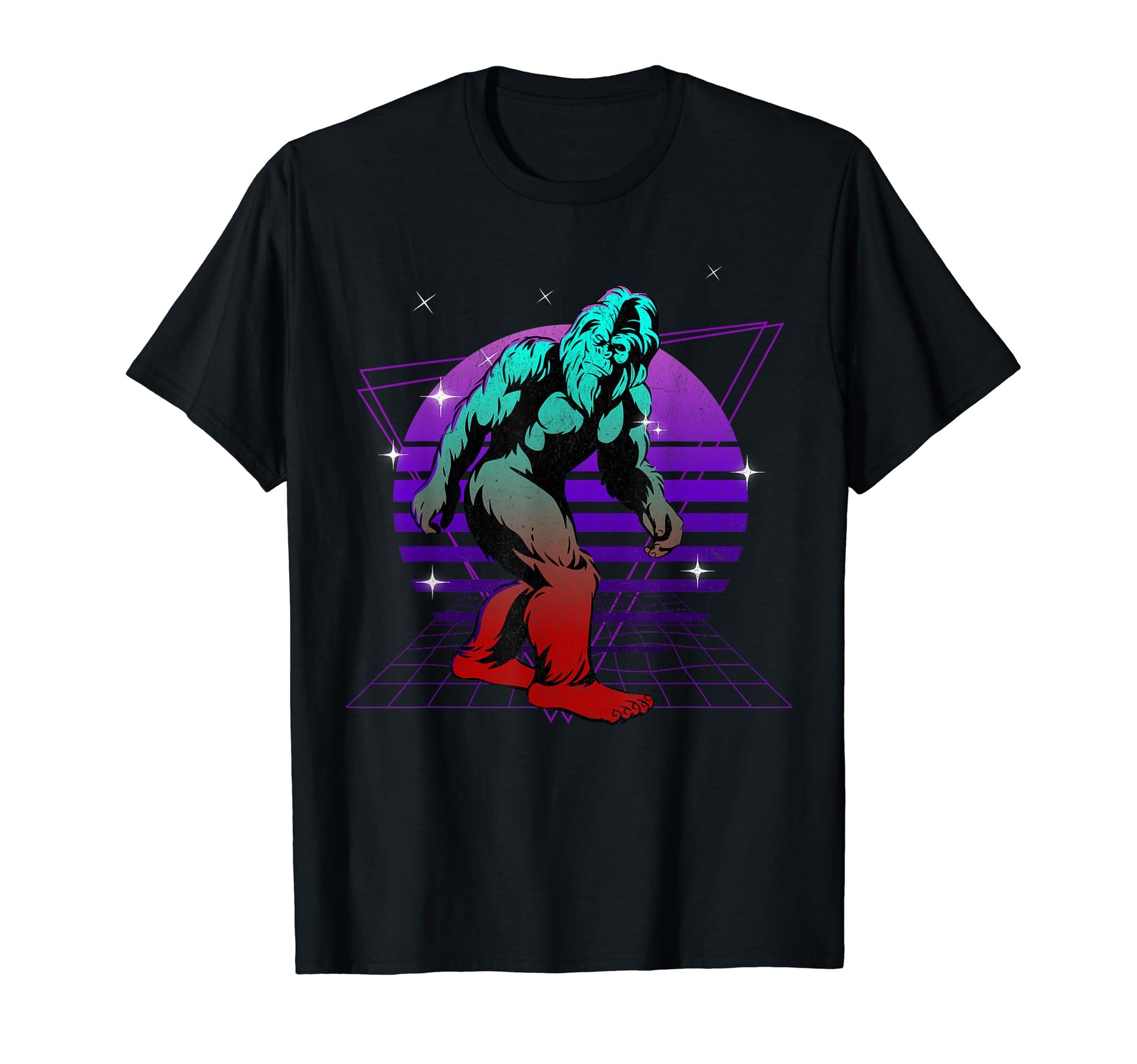 Synthwave Vaporwave Sunset Bigfoot T-Shirt - Minimalist Print for Adults - T-Shirt, Sweatshirt, Hoodie