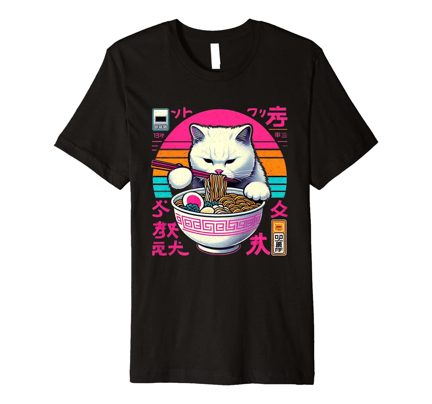 Ramen Cat Vaporwave Japanese Aesthetic T-Shirt - Trendy Graphic Men Women - T-Shirt, Sweatshirt, Hoodie