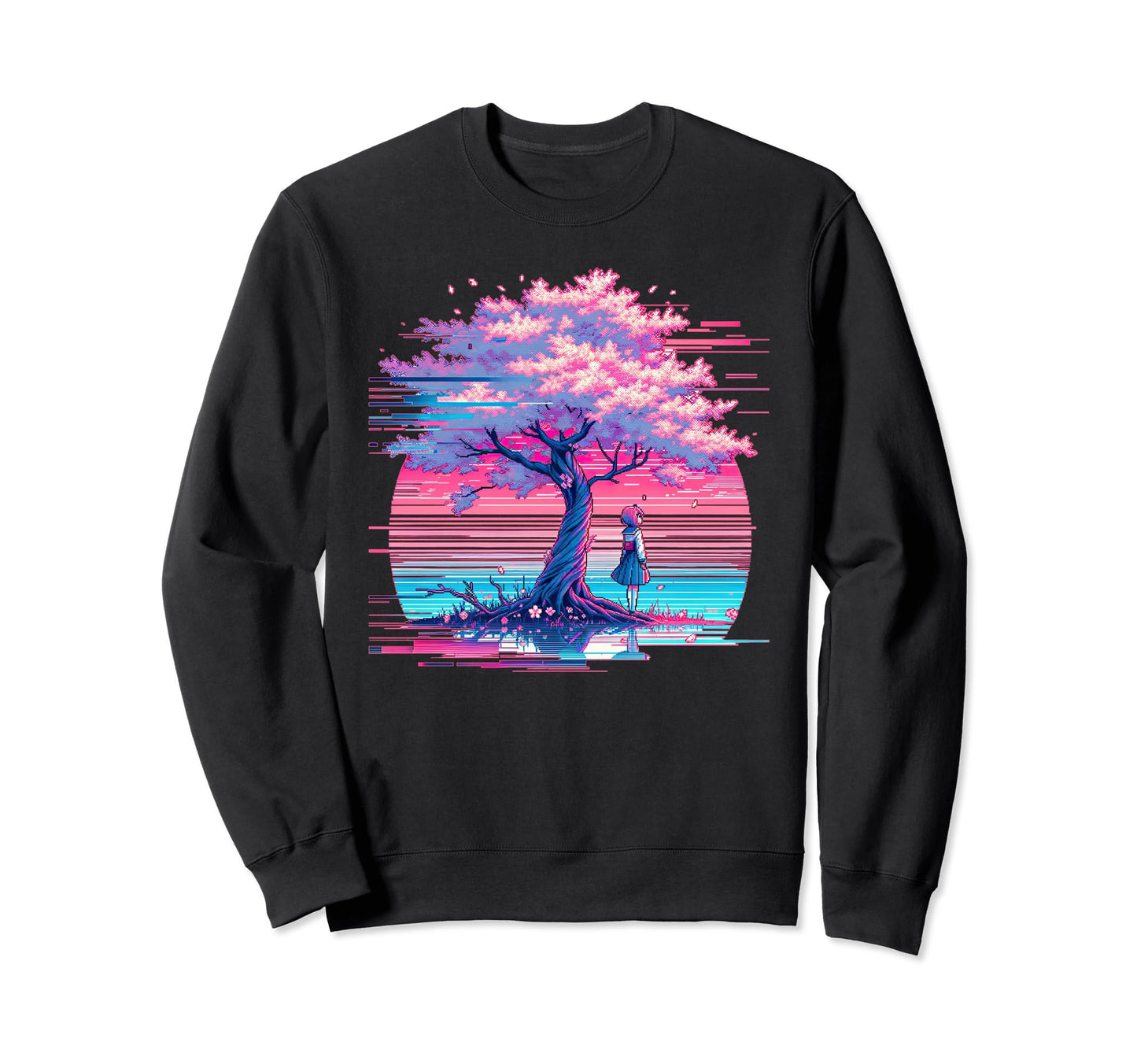 Sakura Synthwave Japanese Vaporwave Sweatshirt - Unique Graphic for Adults - T-Shirt, Sweatshirt, Hoodie