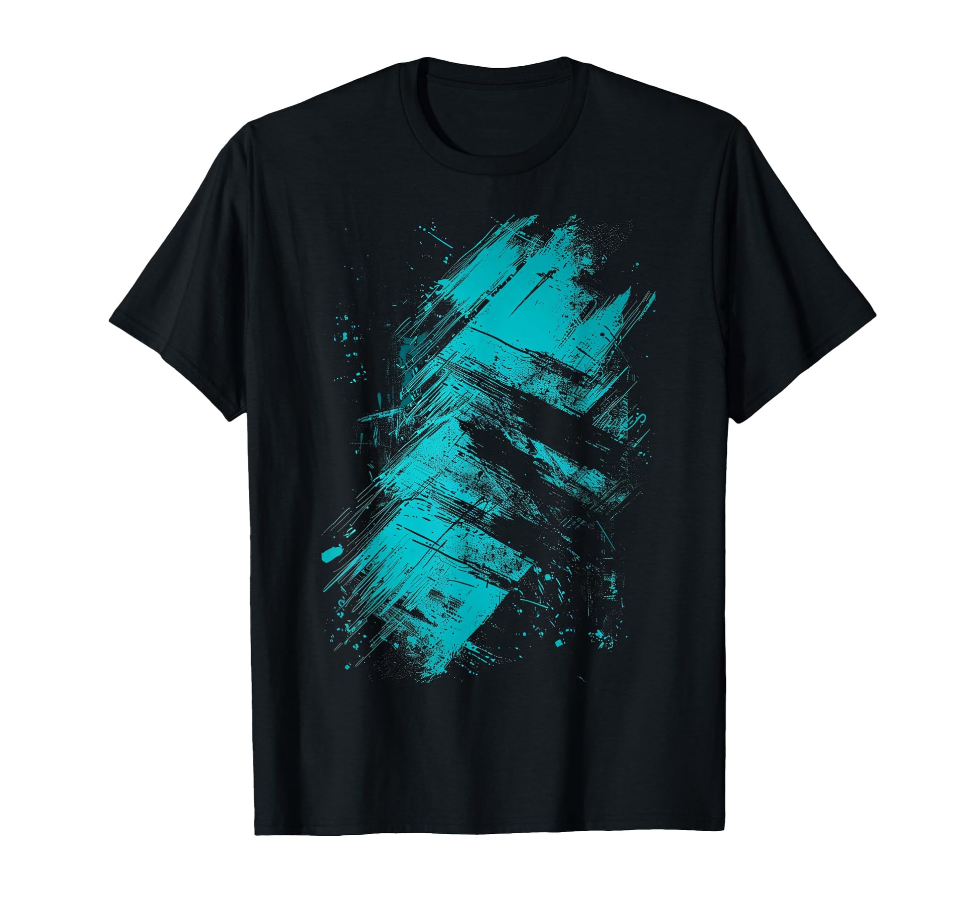 Teal And Black Grunge T-Shirt - Graphic Print Unisex - T-Shirt, Sweatshirt, Hoodie