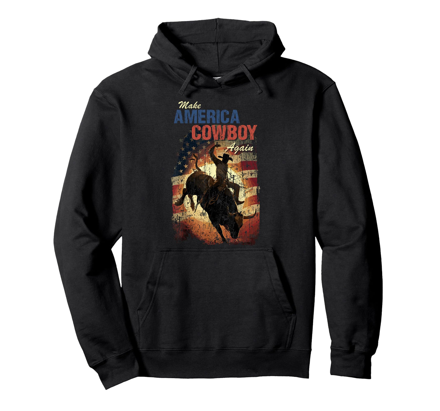 Make America Western Cowboy Again Hoodie - Aesthetic Graphic for Adults - T-Shirt, Sweatshirt, Hoodie
