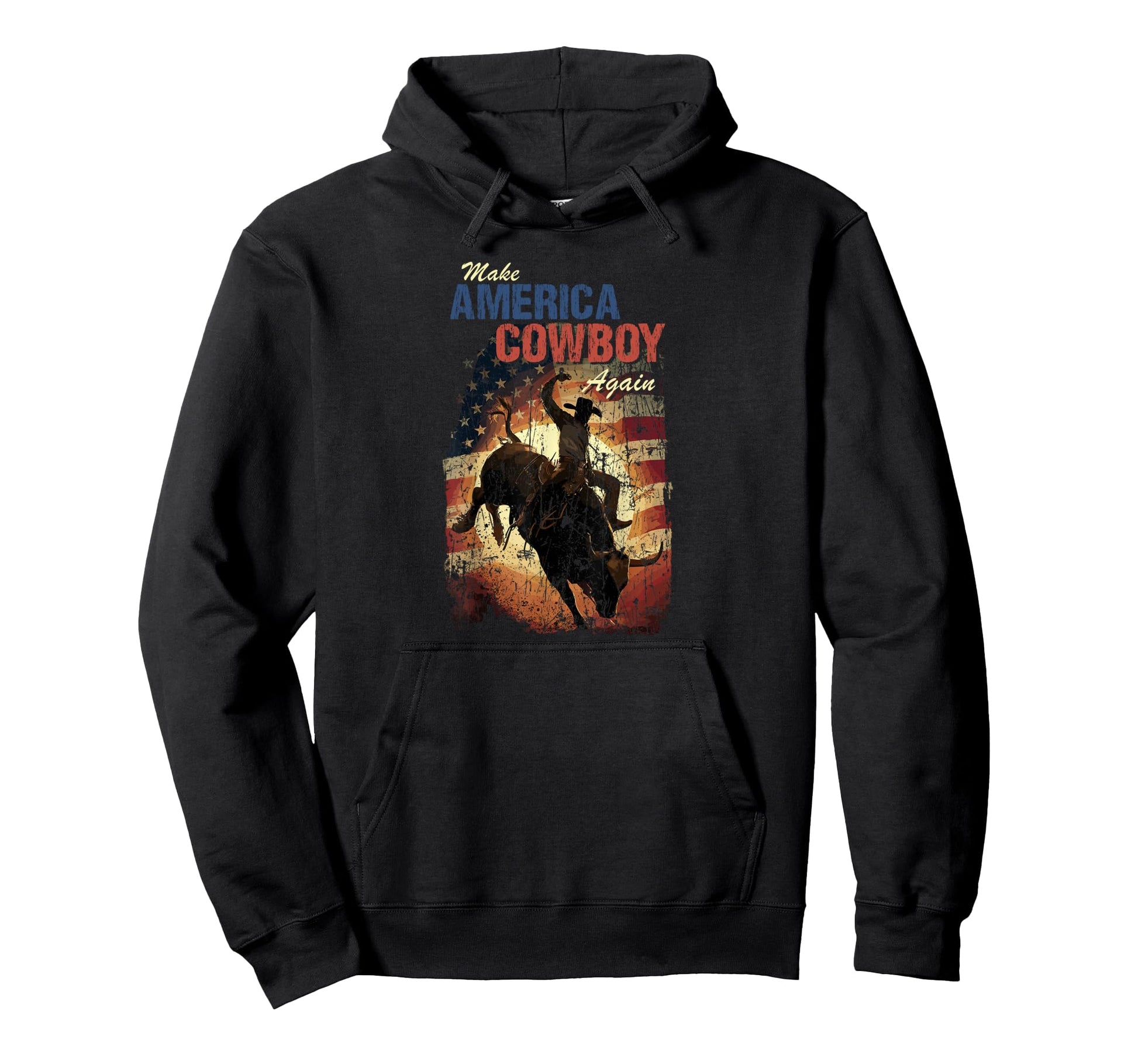 Make America Western Cowboy Again Hoodie - Aesthetic Graphic for Adults - T-Shirt, Sweatshirt, Hoodie